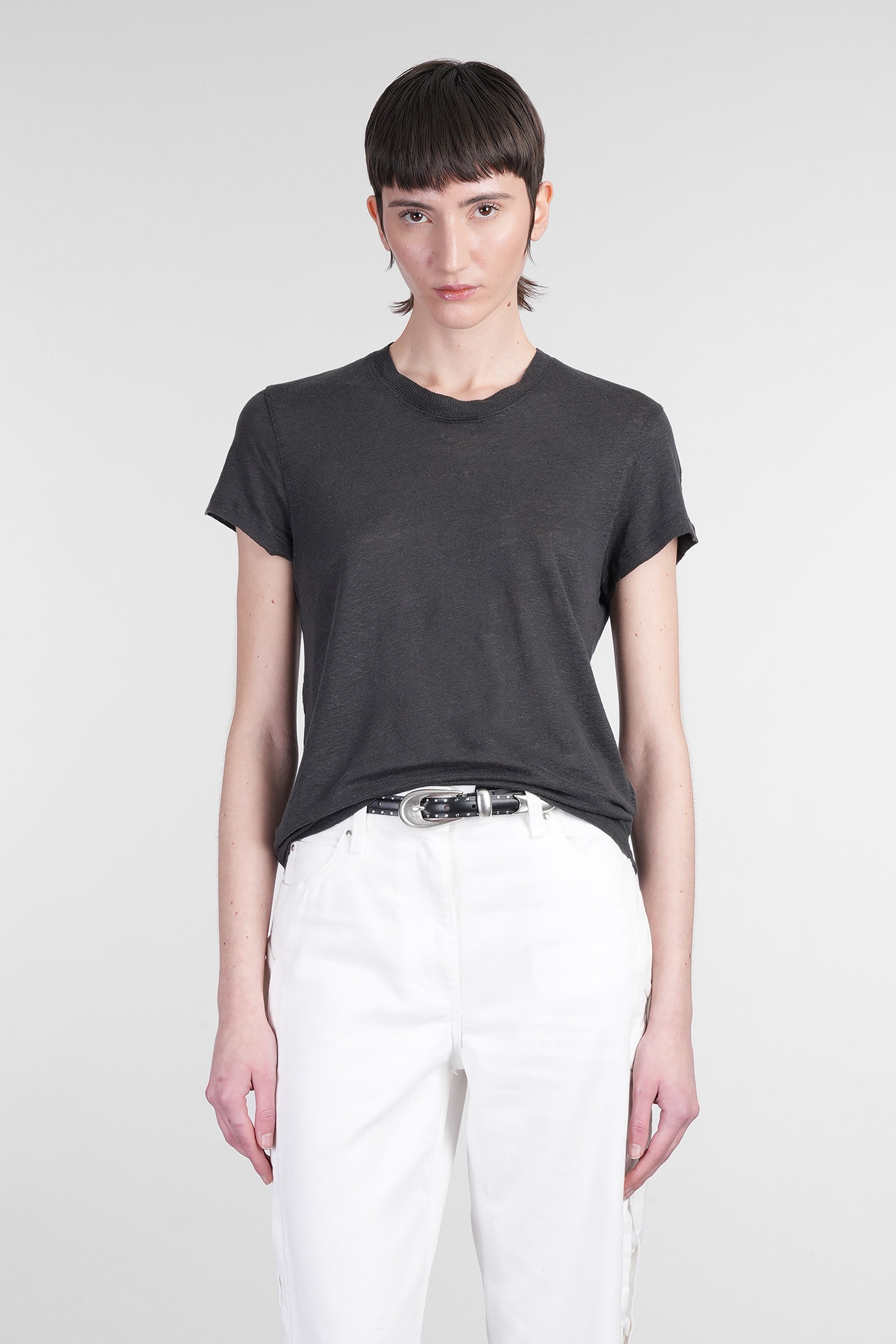 IRO Third T-shirt In Black Linen
