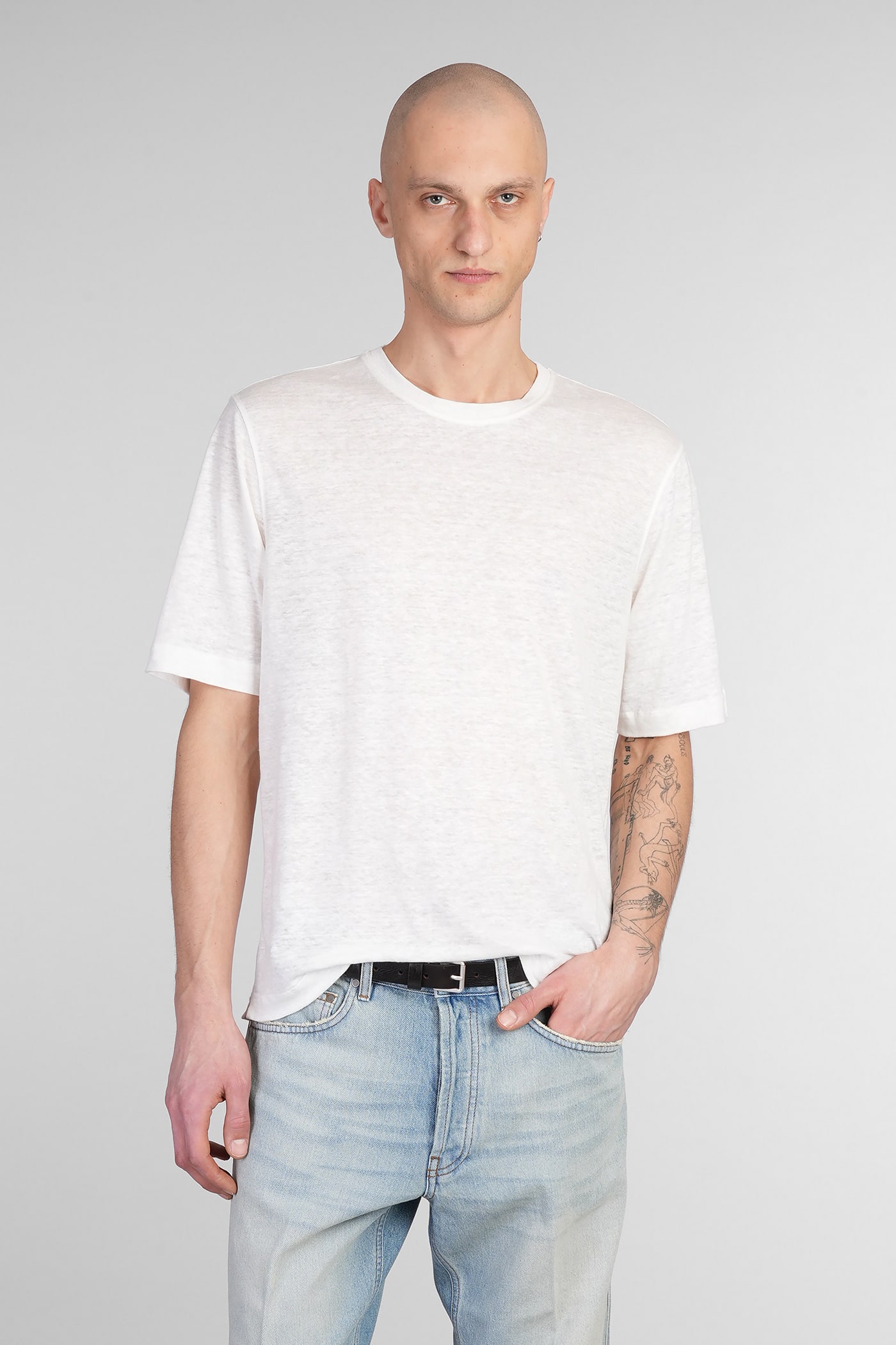 Lardini T-shirt In Beige Linen