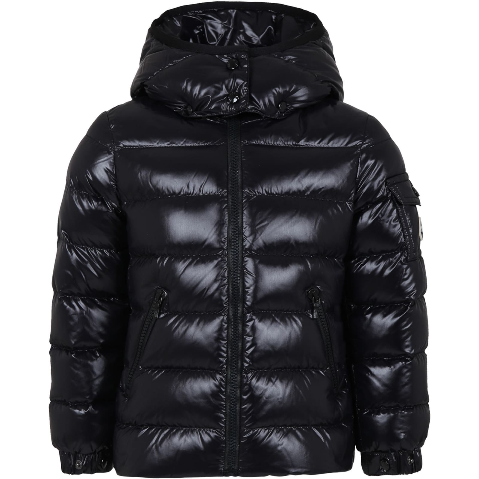 Moncler Black Bady Down Jacket For Girl With Logo