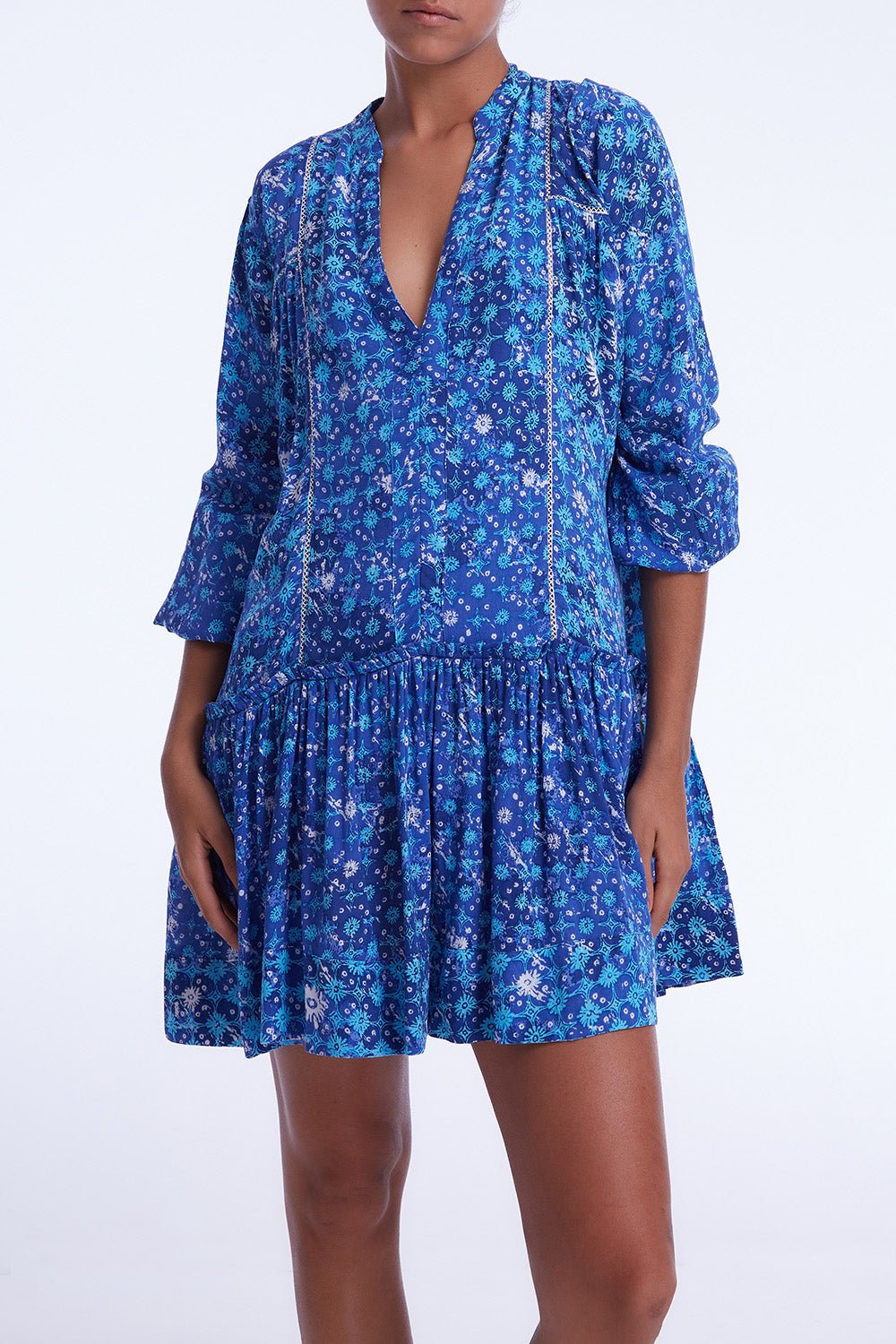 Mini Dress Sylvia - Blue Flower