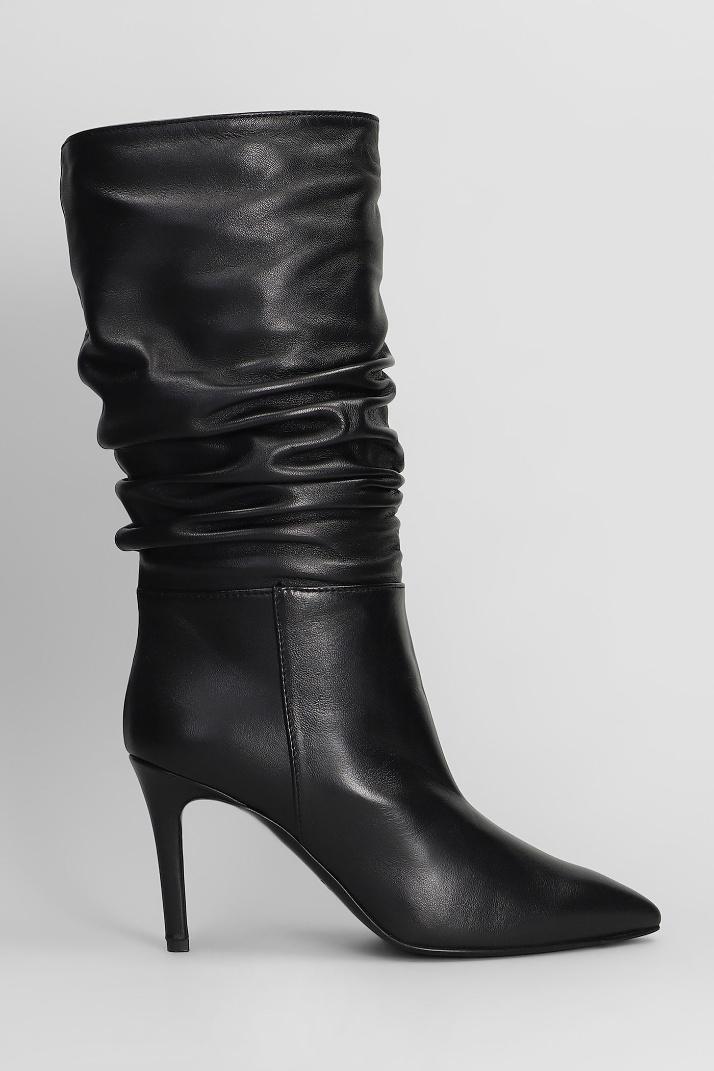 Via Roma 15 High Heels Boots In Black Leather