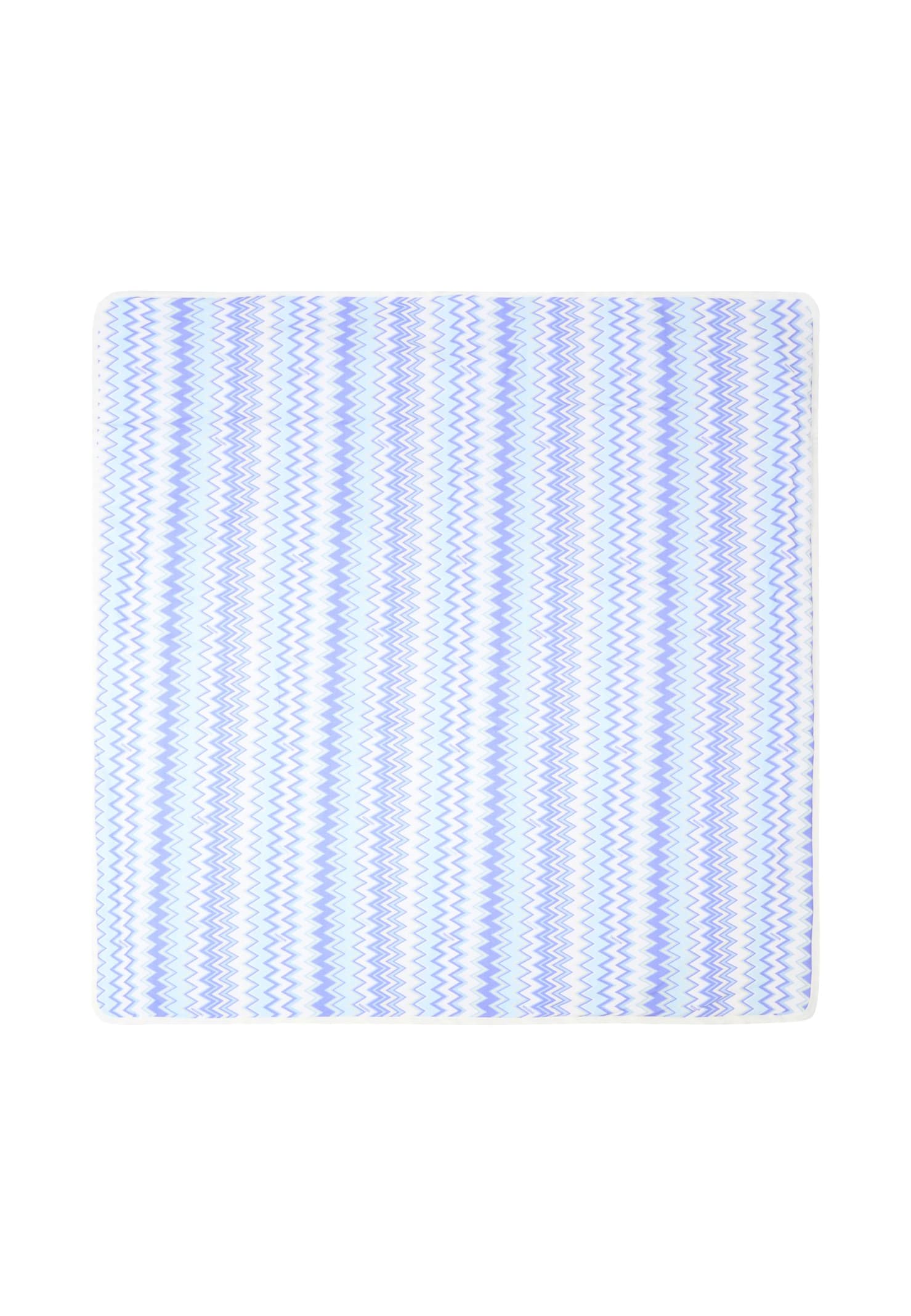 Missoni Light Blue Blanket For Baby Boy With Chevron Pattern
