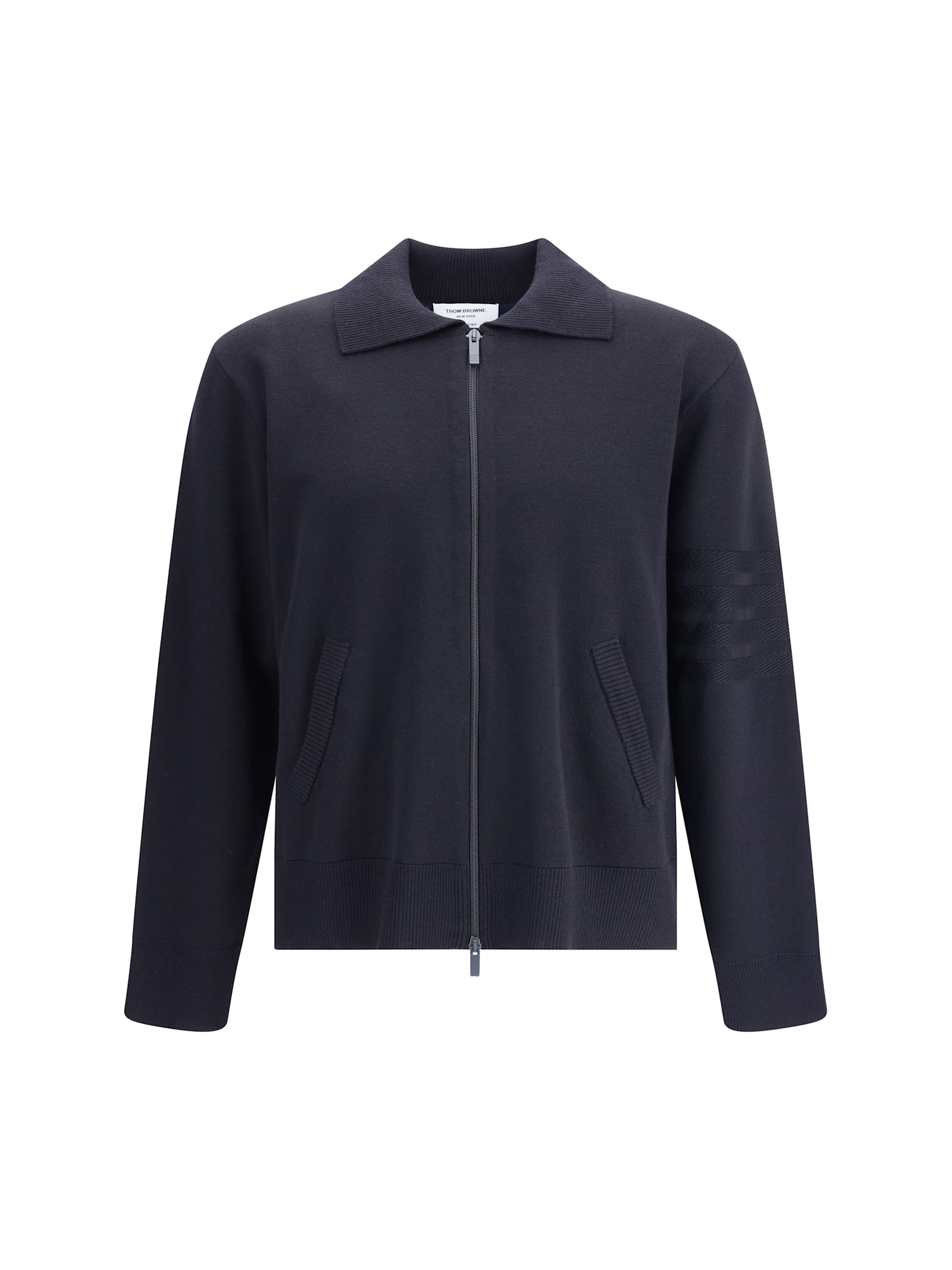 Thom Browne Double Face Full Zip Up Cardigan In Meri