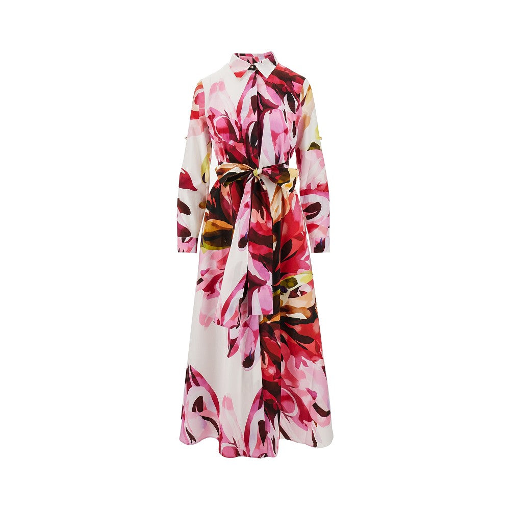 AMOTEA Printed cotton midi shirt dress Woman