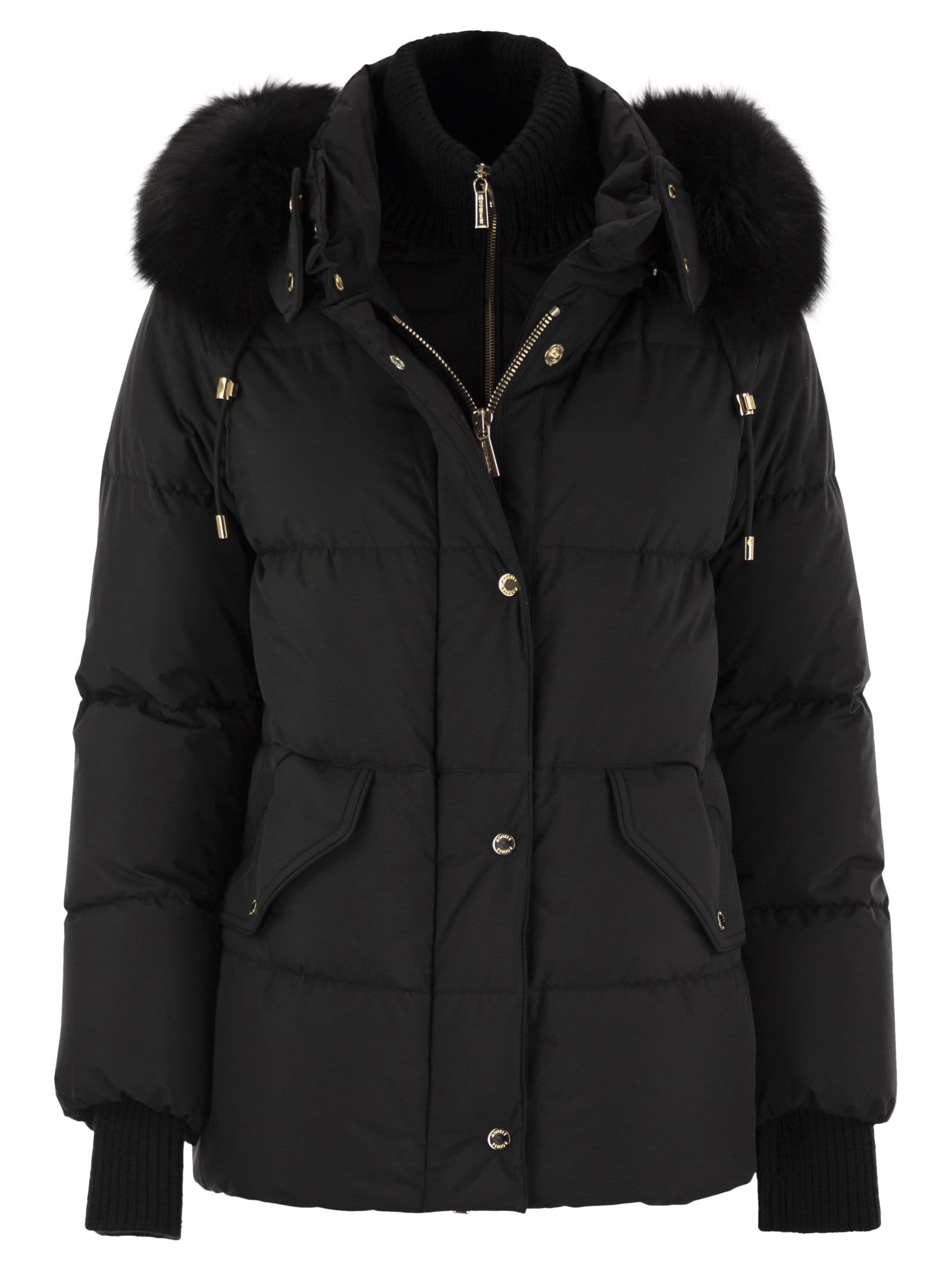 Moorer Attica-stp - Short Down Jacket With Hood And Fur