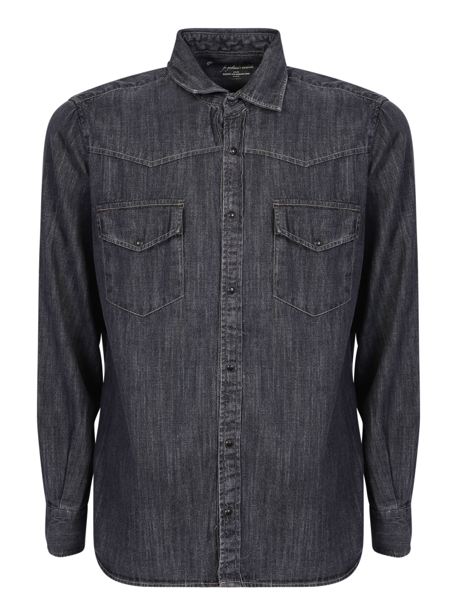 Original Vintage Style Original Vintage Black Denim Texan Shirt With Pockets