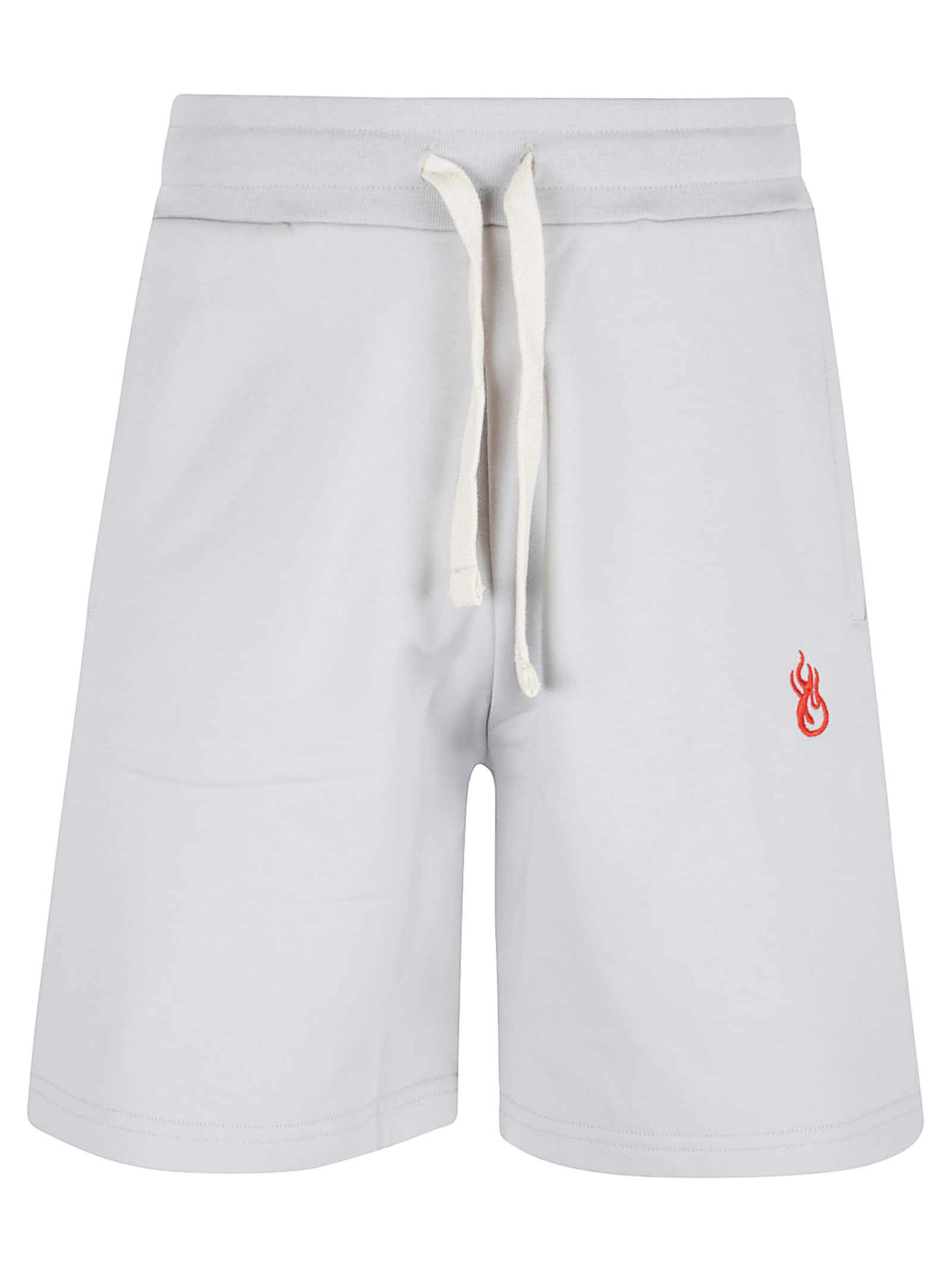 Vision of Super Grey Shorts With Embroidered Flame And Printed Logo