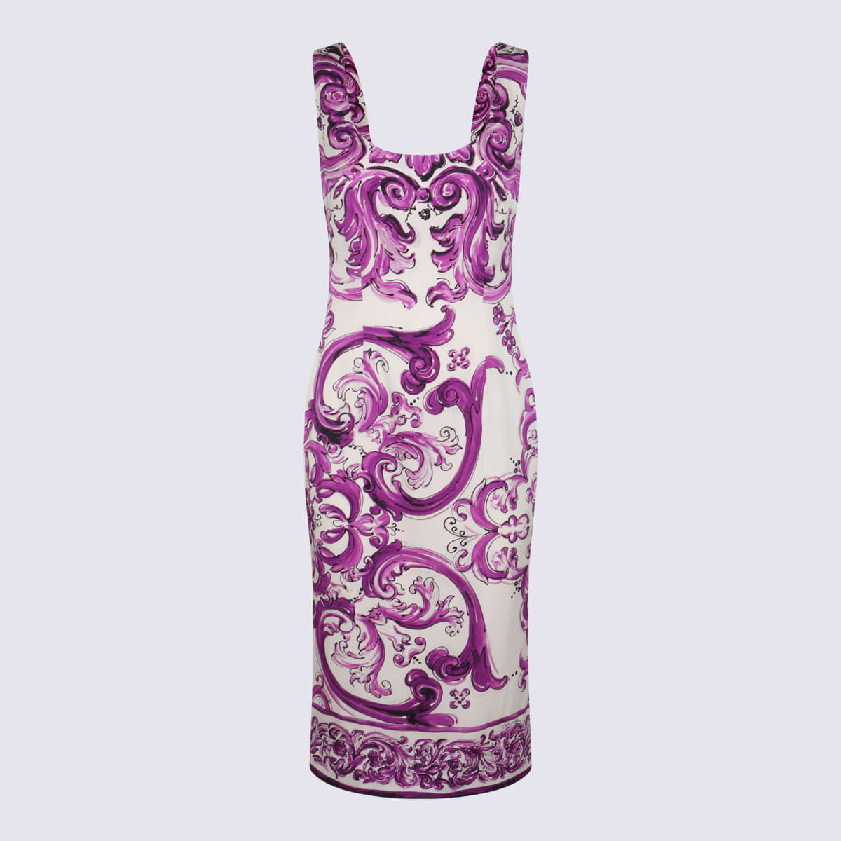 Dolce & Gabbana White And Purple Silk Dress
