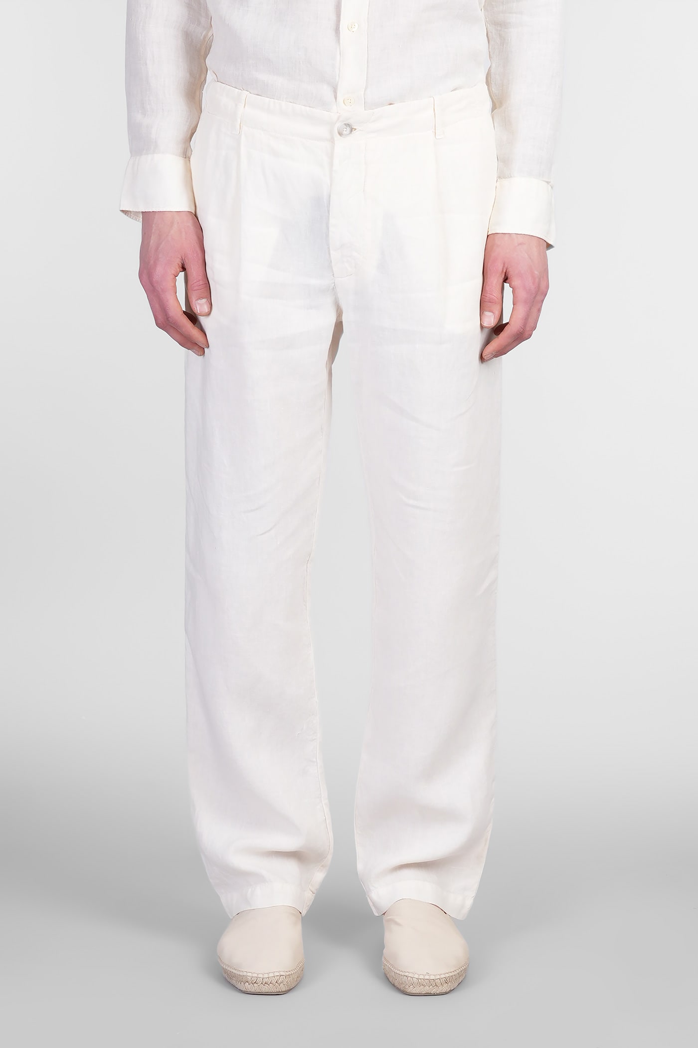 120% Lino Pants In Beige Linen