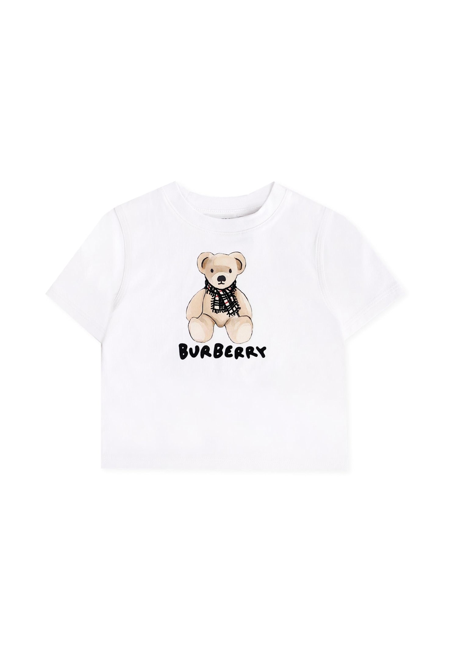 Burberry White T-shirt For Babykids With Teddy Bear