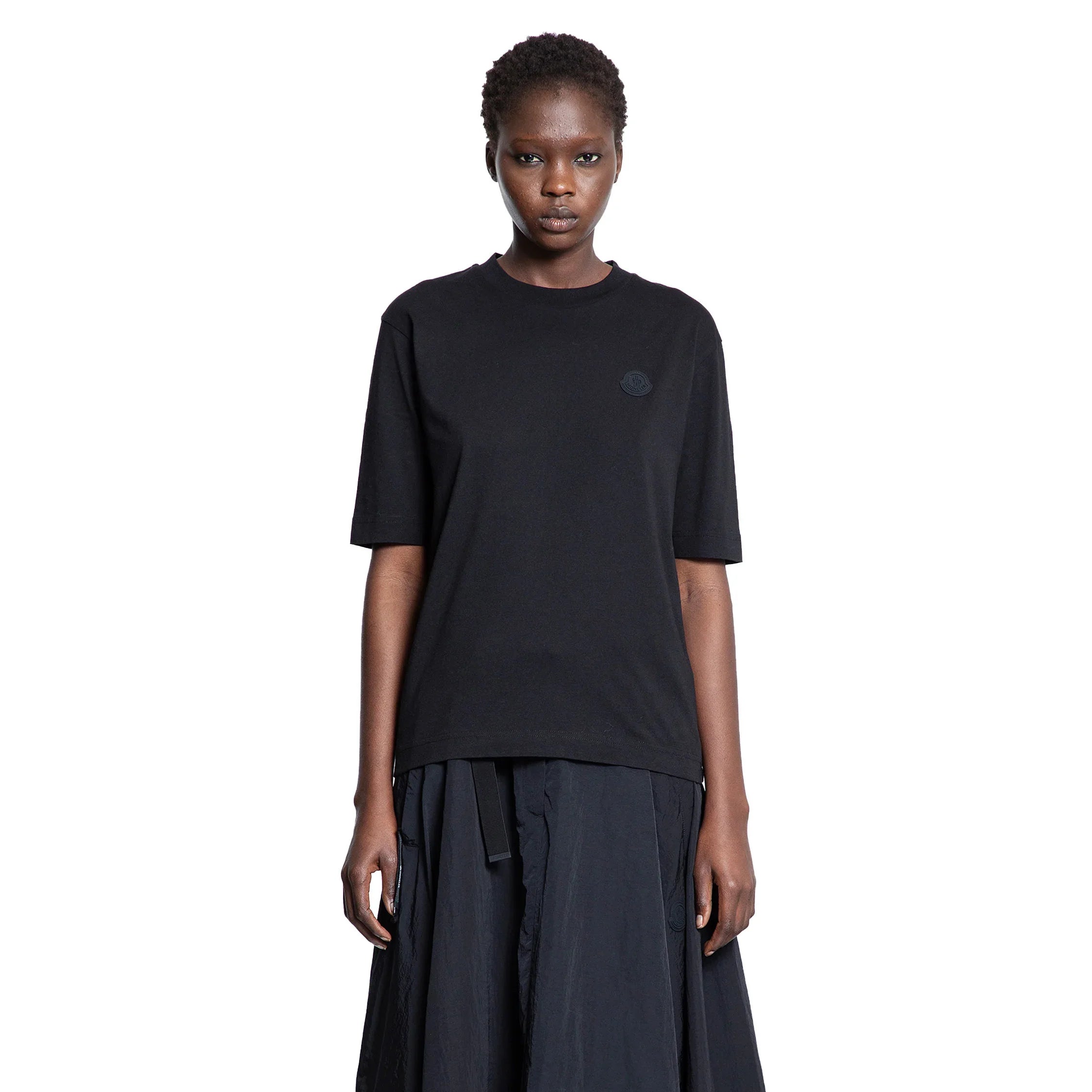 MONCLER WOMAN BLACK T-SHIRTS & TANK TOPS