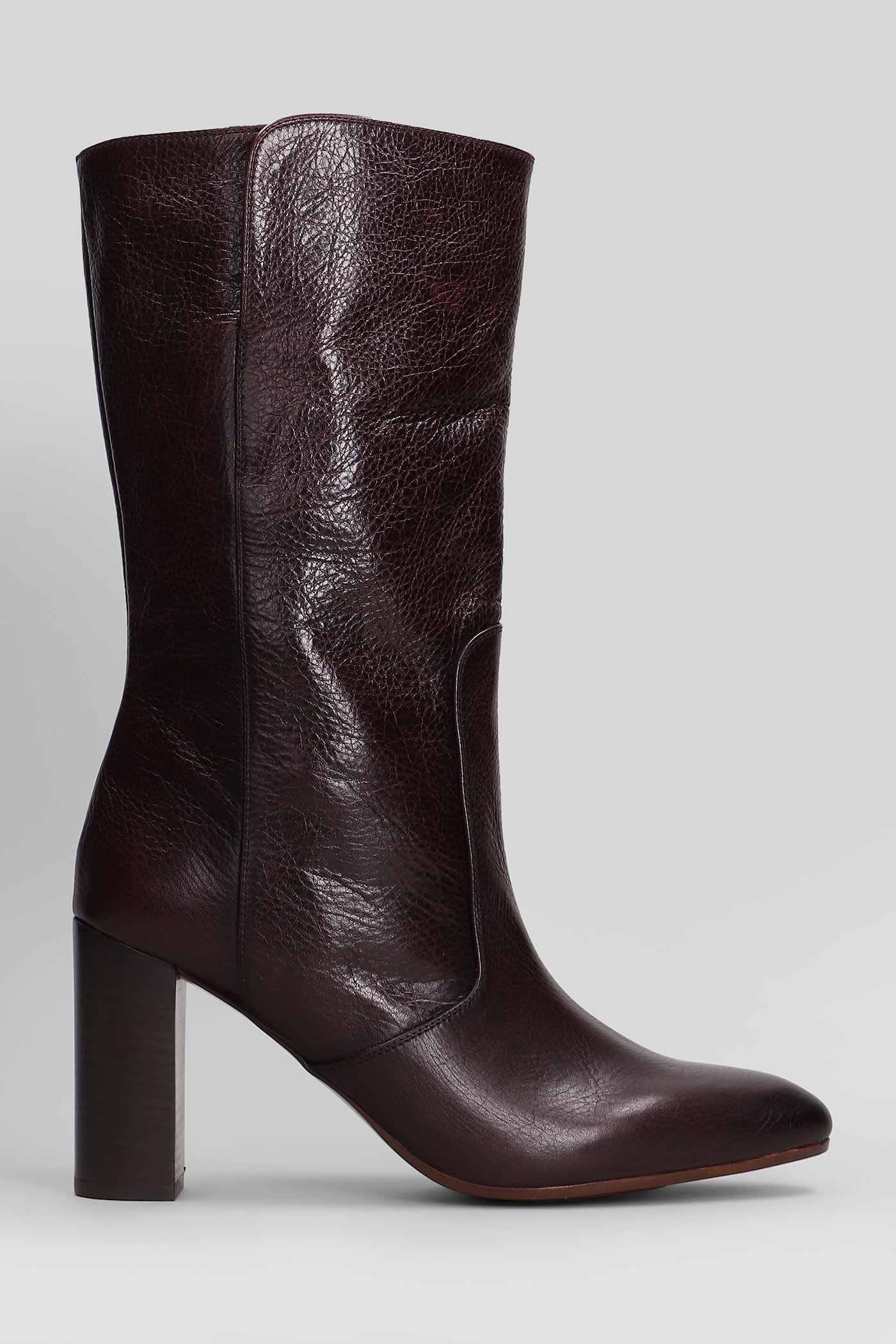 Chie Mihara Exis High Heels Ankle Boots In Bordeaux Leather