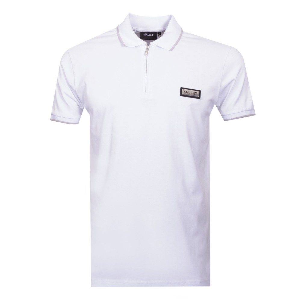 Plaque Logo Tipped Zip Polo Shirt