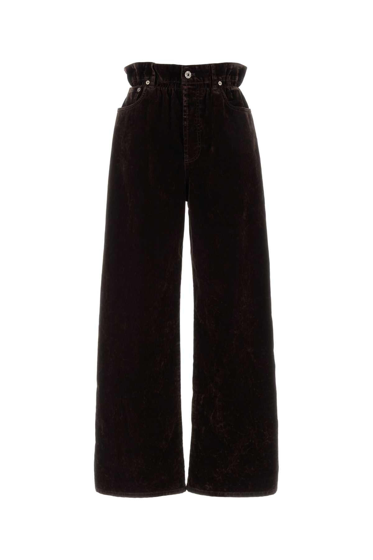 Miu Miu Dark Brown Velvet Wide-leg Pant