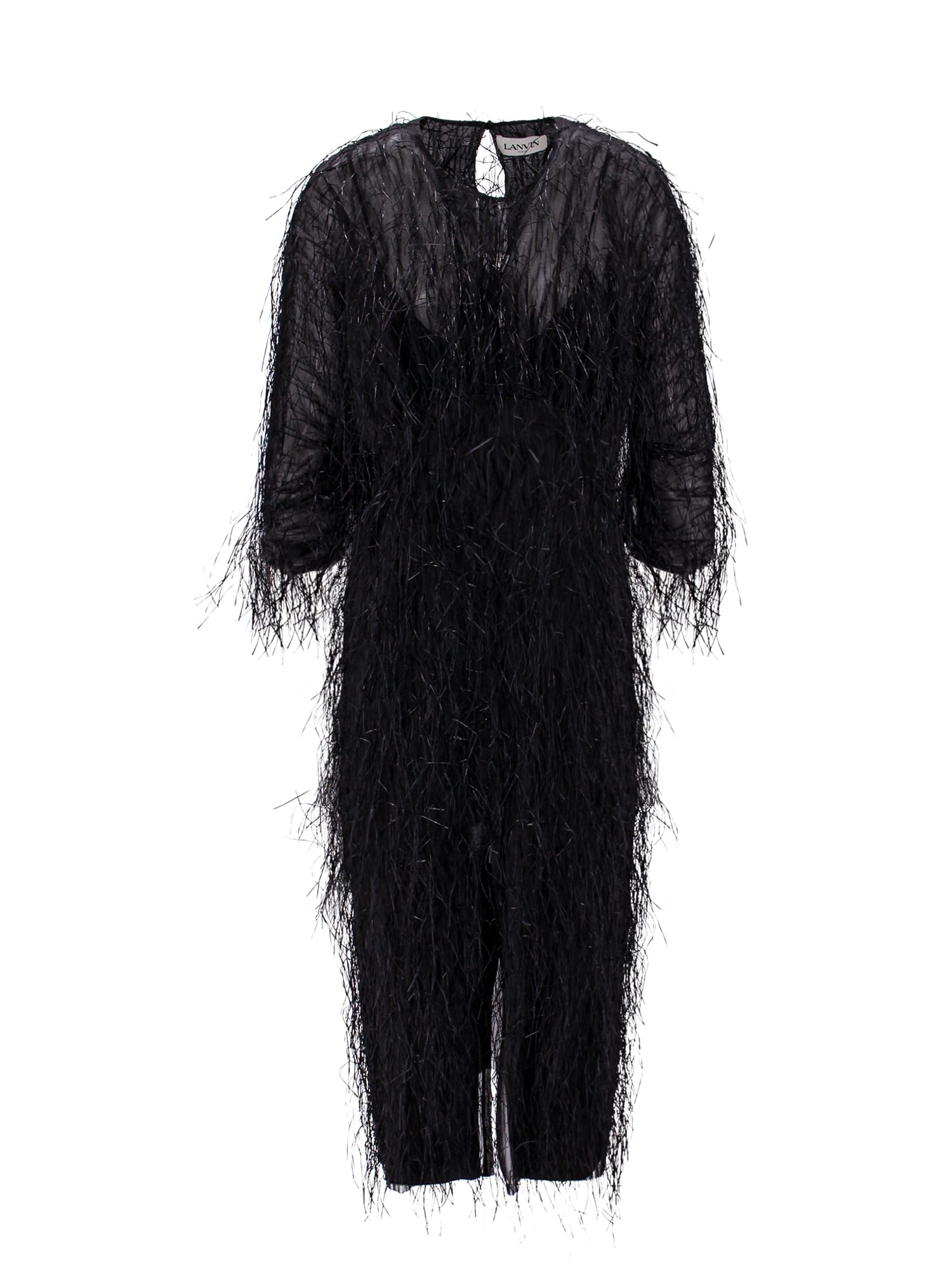 Lanvin Viscose And Silk Dress With Rafia Details