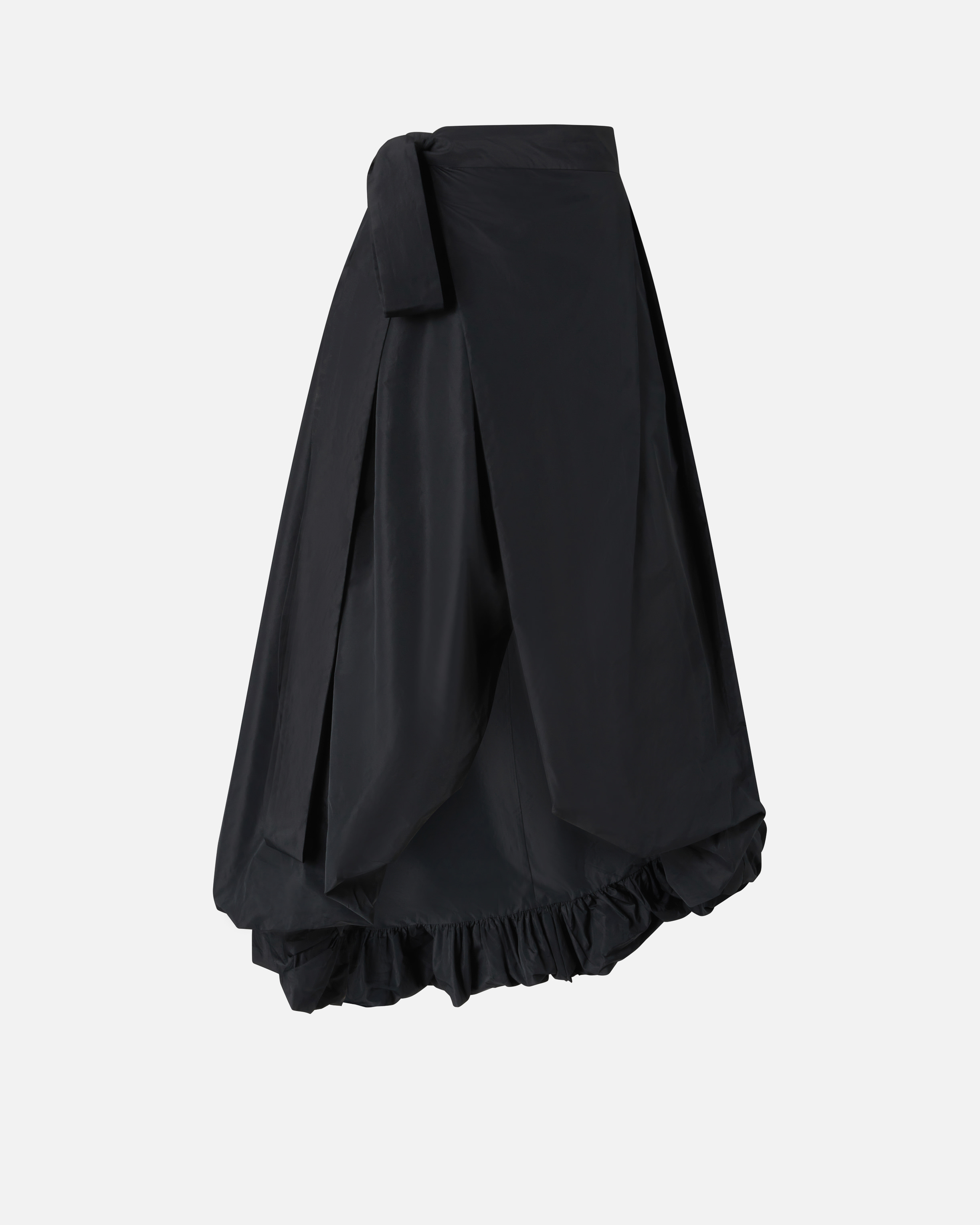 Pinko, Jupe ample en taffetas avec naud, Noir limousine, 38
