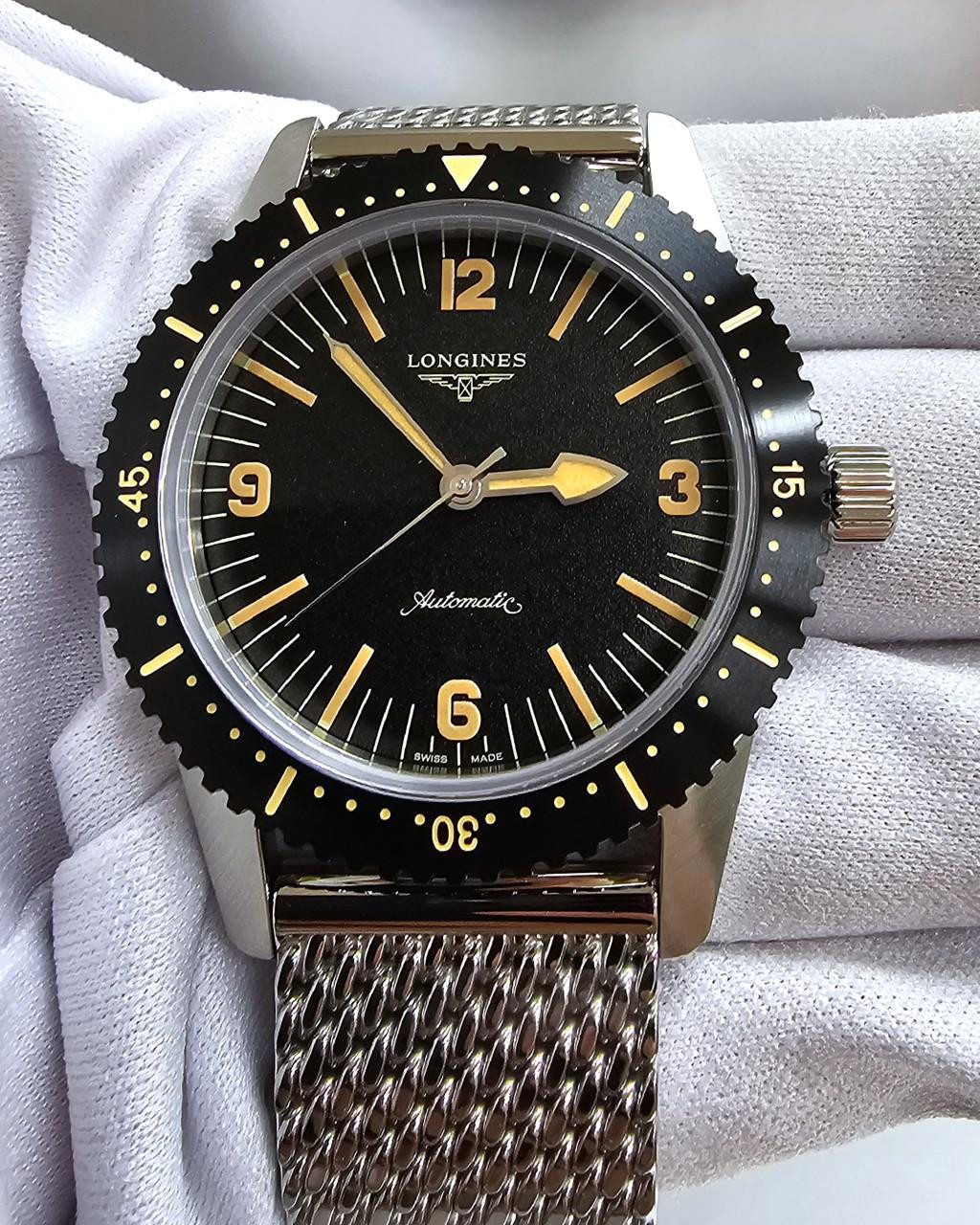 LONGINES Heritage Skin Diver Automatic 42 MM Black Dial SS Men's Watch L28224566 / L2.822.4.56.6