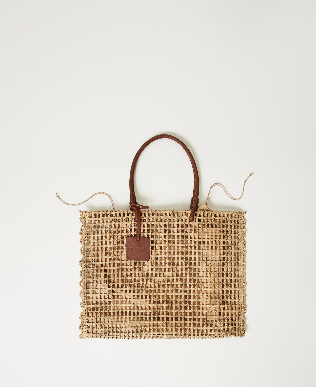 Twinset Plage - Cabas effet paille point filet, Natural Beige, Taille Unique
