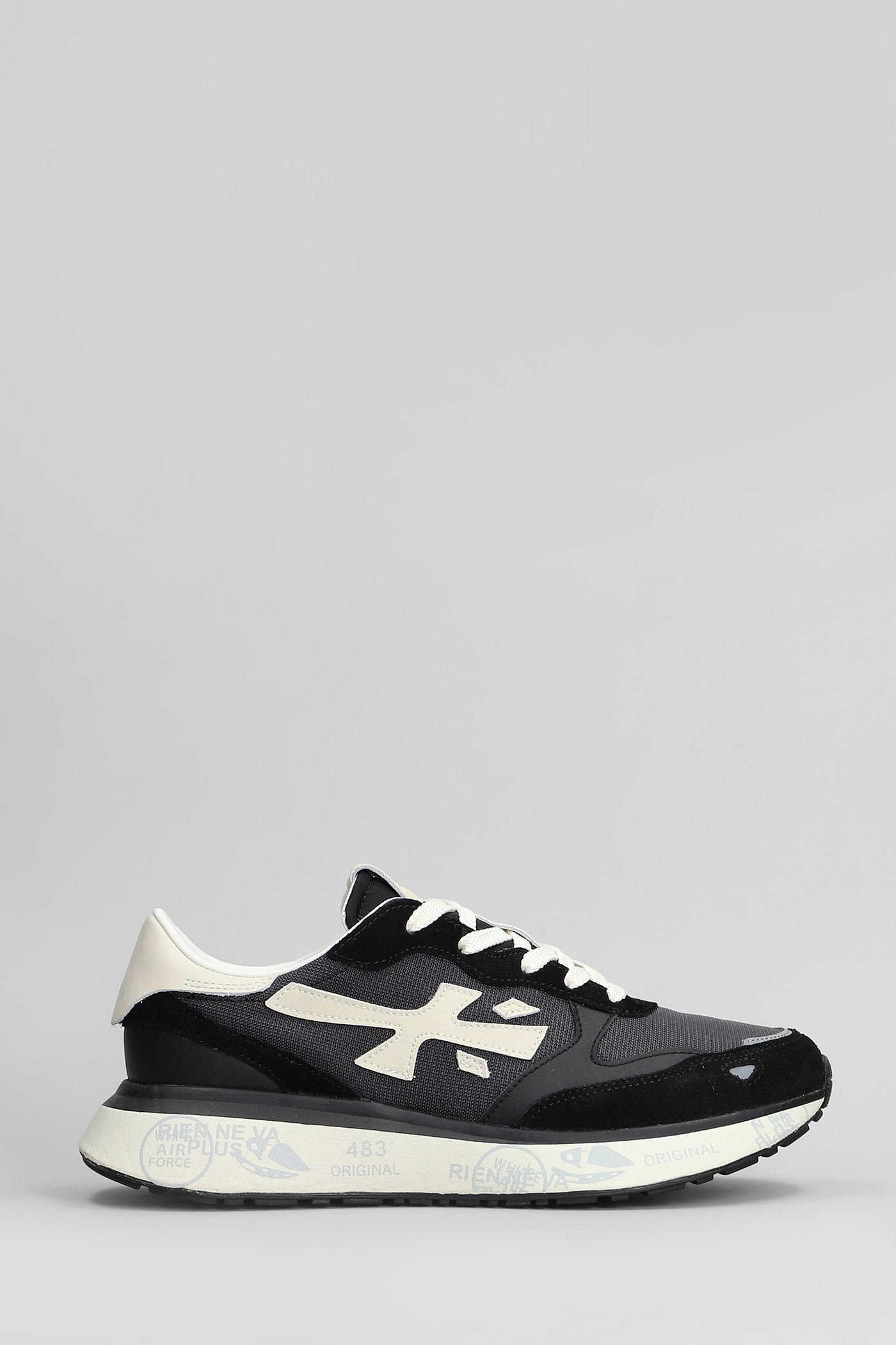 Premiata Lauryn Sneakers In Black Suede And Fabric