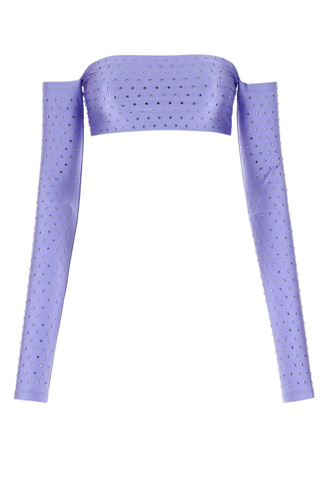 The Andamane Embellished Satin Cropped Top