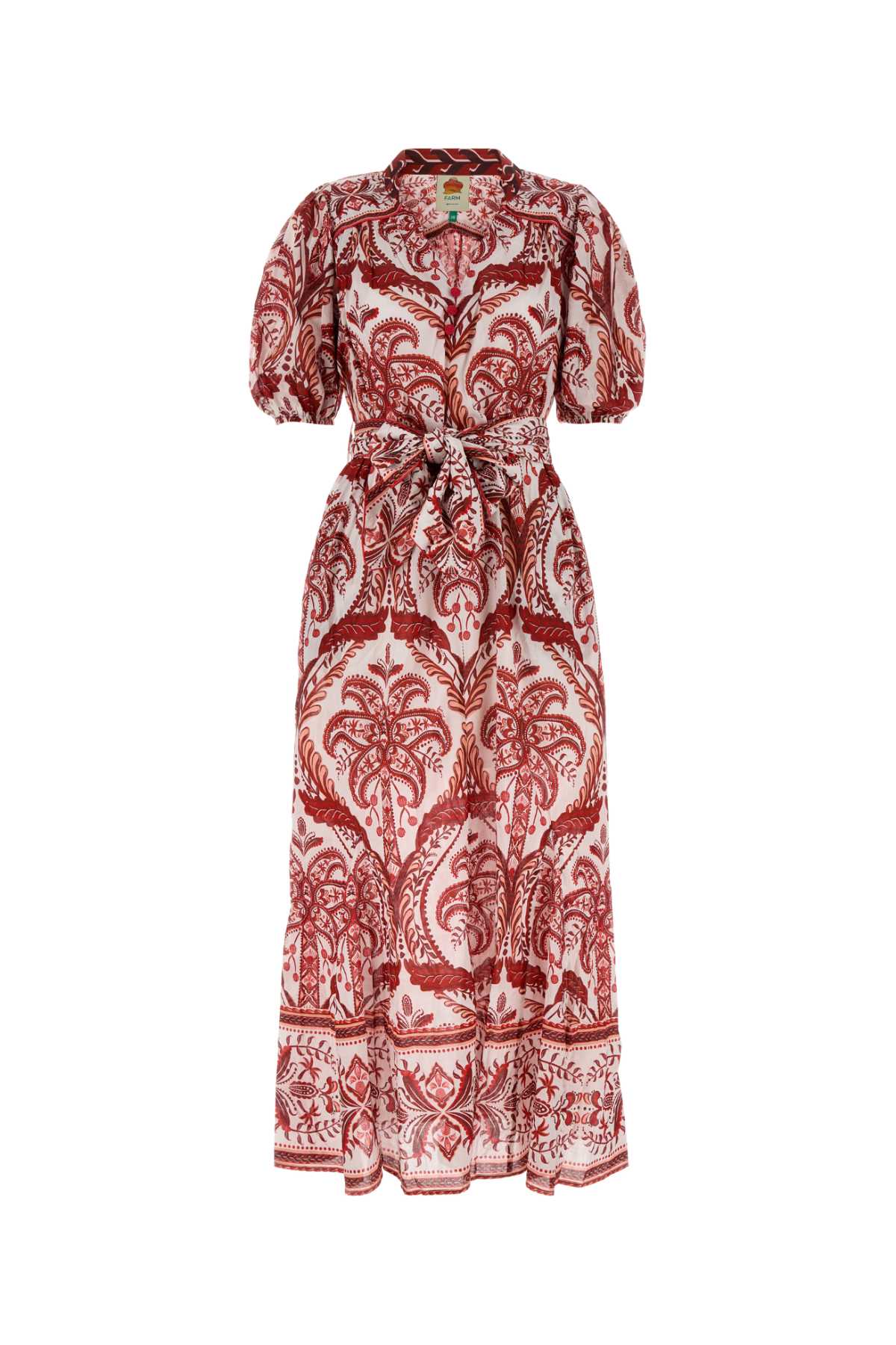 Farm Rio Printed Cotton Tropical Cameo Shirt Dress