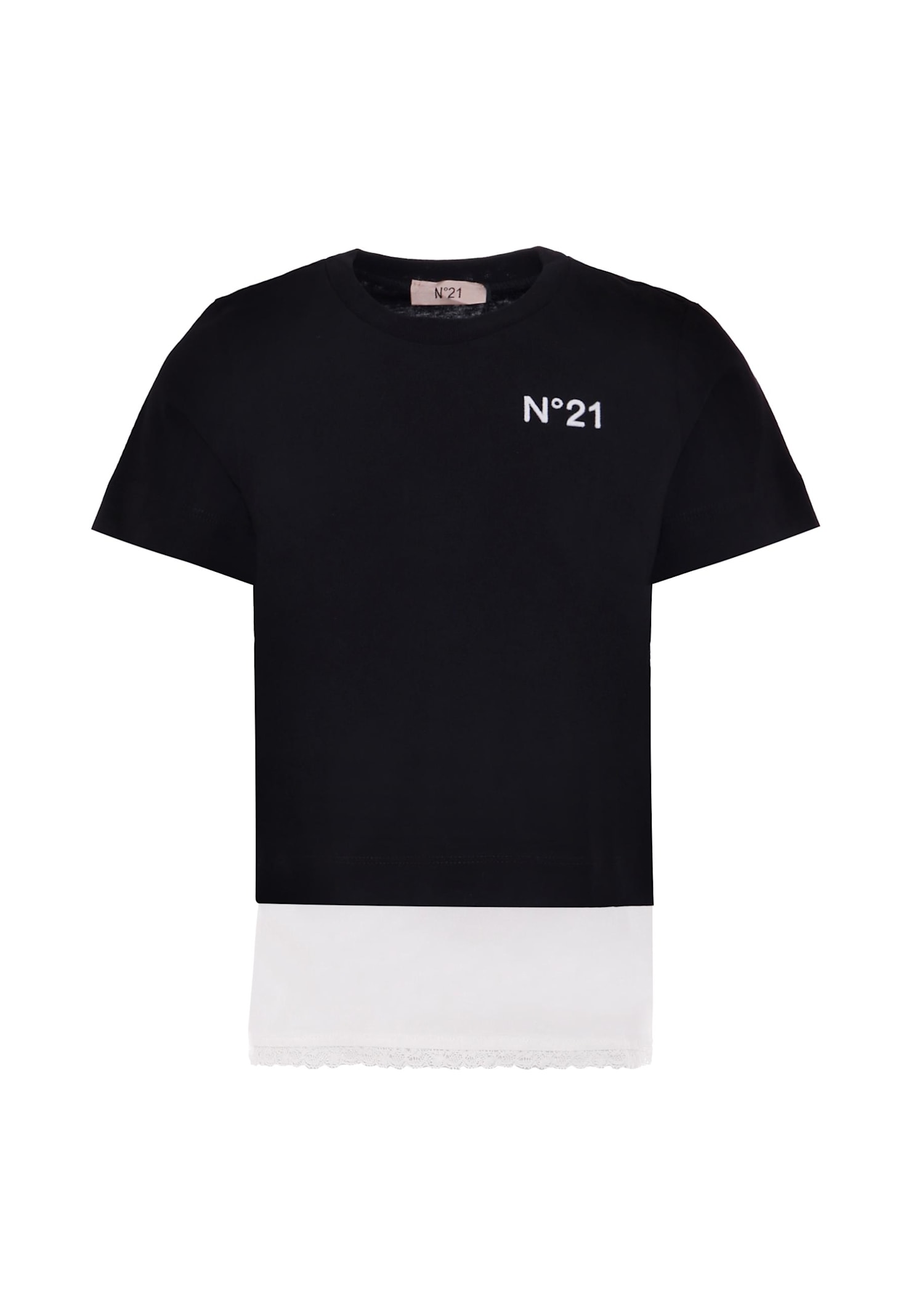 N.21 Black T-shir For Girl With Logo