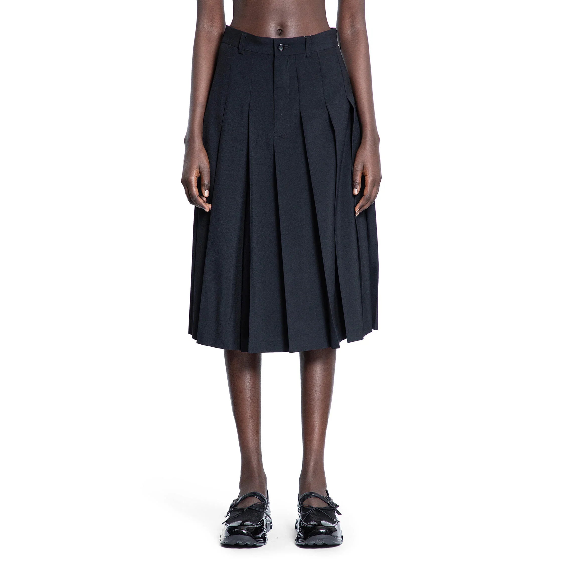 Lady's Pleated Wool Midi Skirt