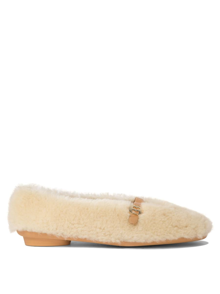 Salvatore Ferragamo "Noella Fur" Shearling Ballet Flats