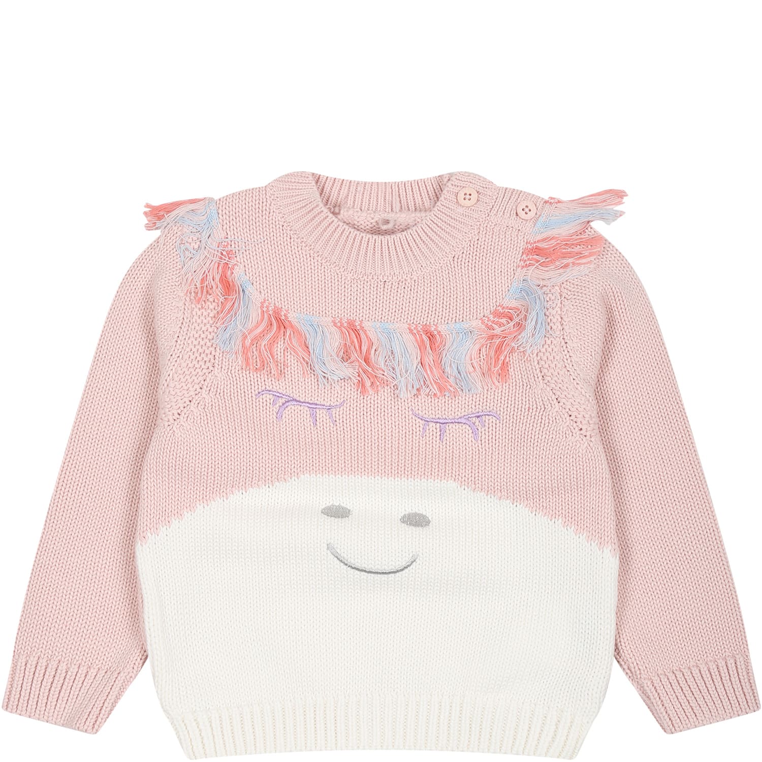 Stella McCartney Kids Pink Sweater For Baby Girl With Unicorn