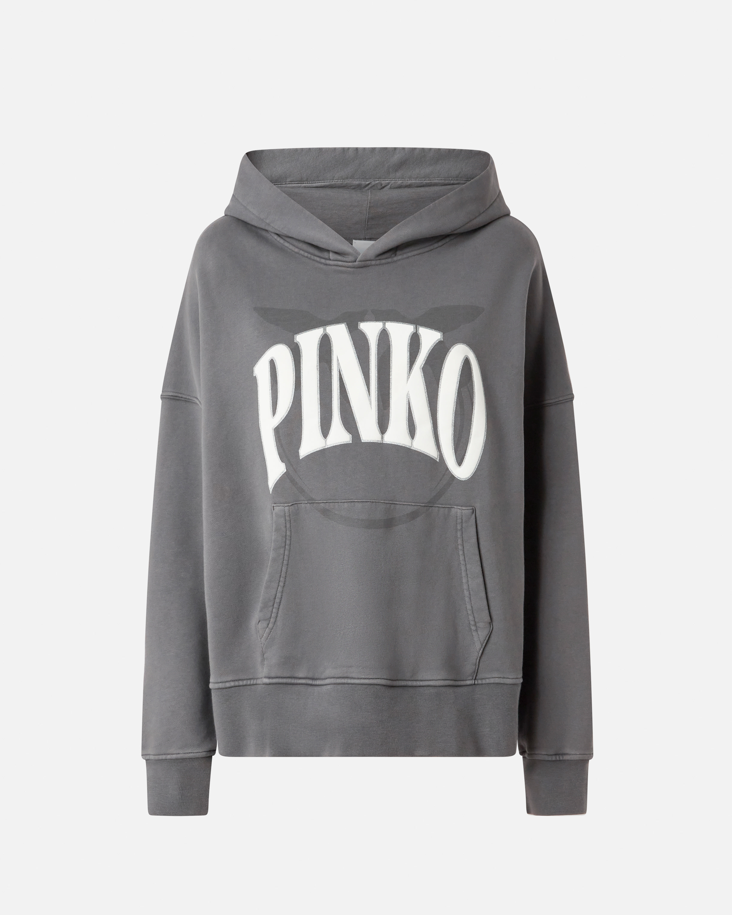 Pinko, Sweat-shirt à capuche et logo, Gris-mouette foncé, XS