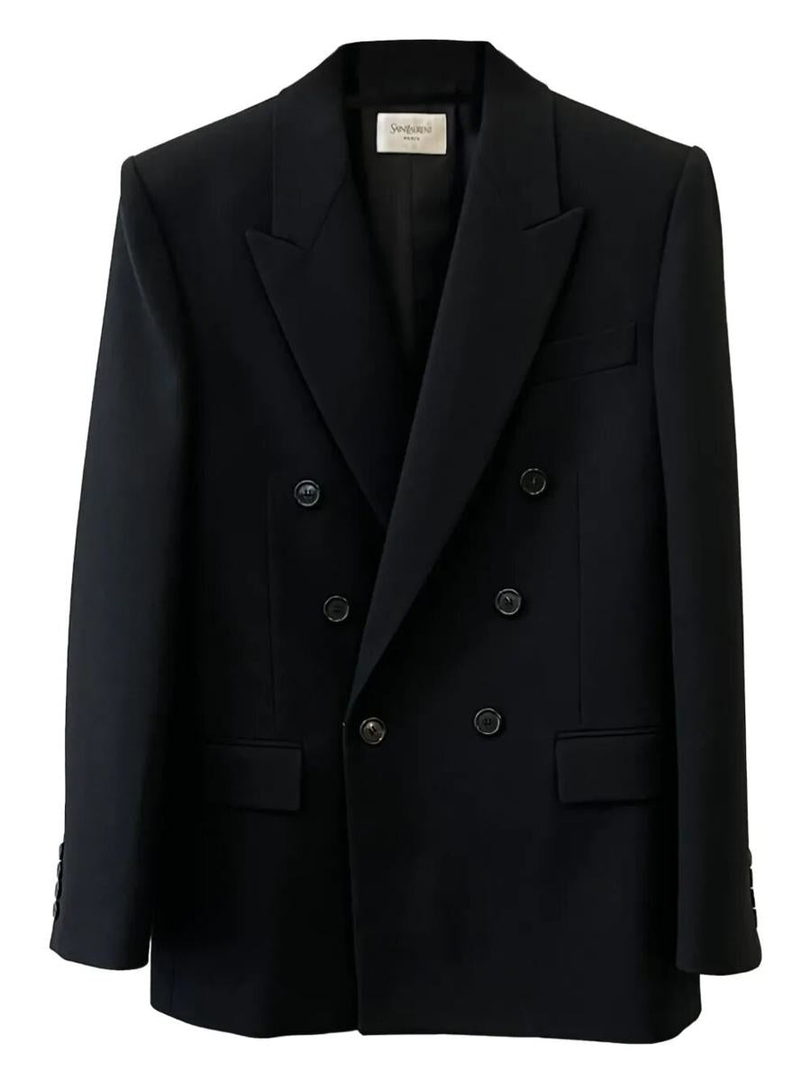Saint Laurent Wool Gabardine Cassandre Jacket Clothing