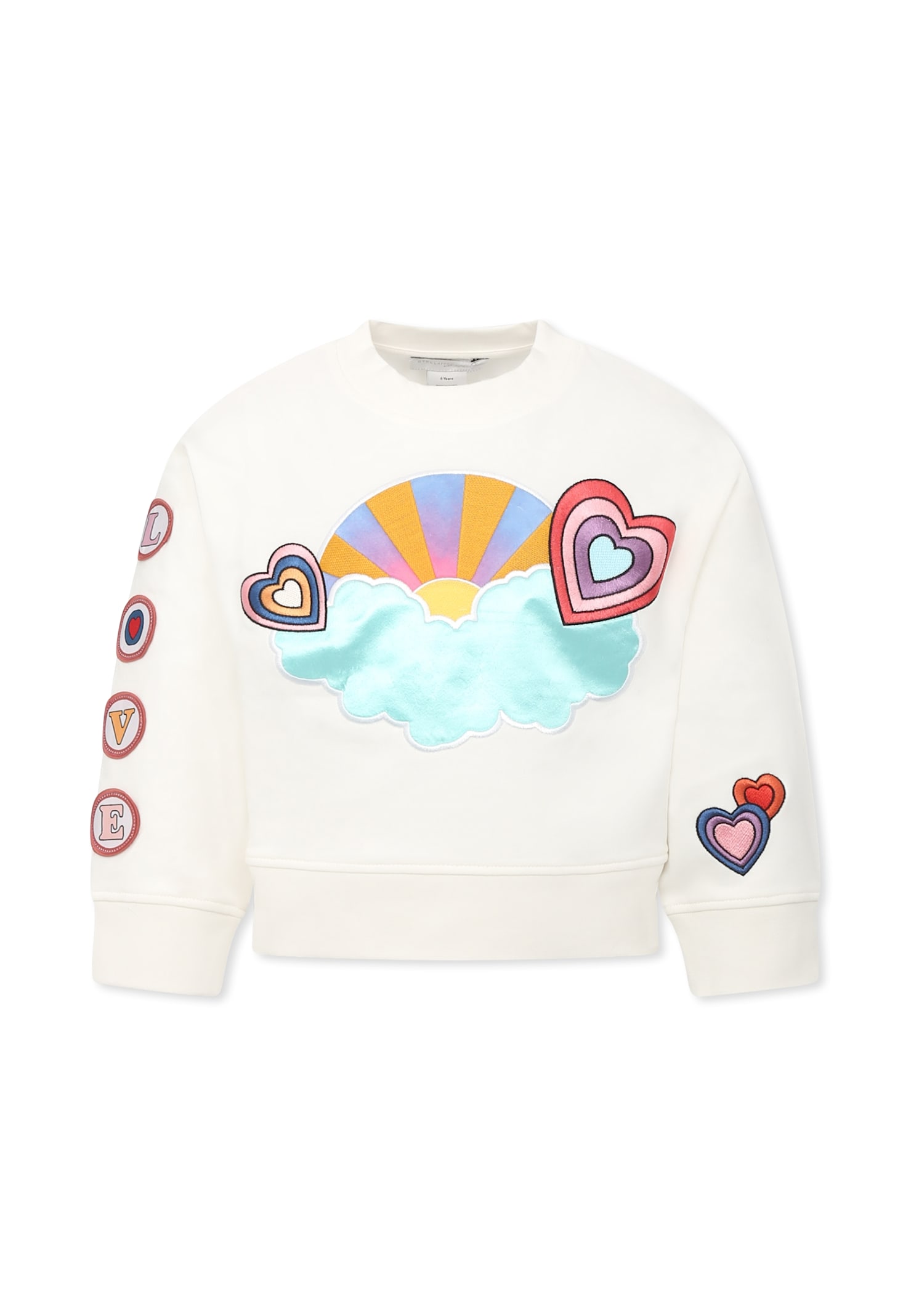 Stella McCartney Kids White Sweatshirt For Girl With Hearts