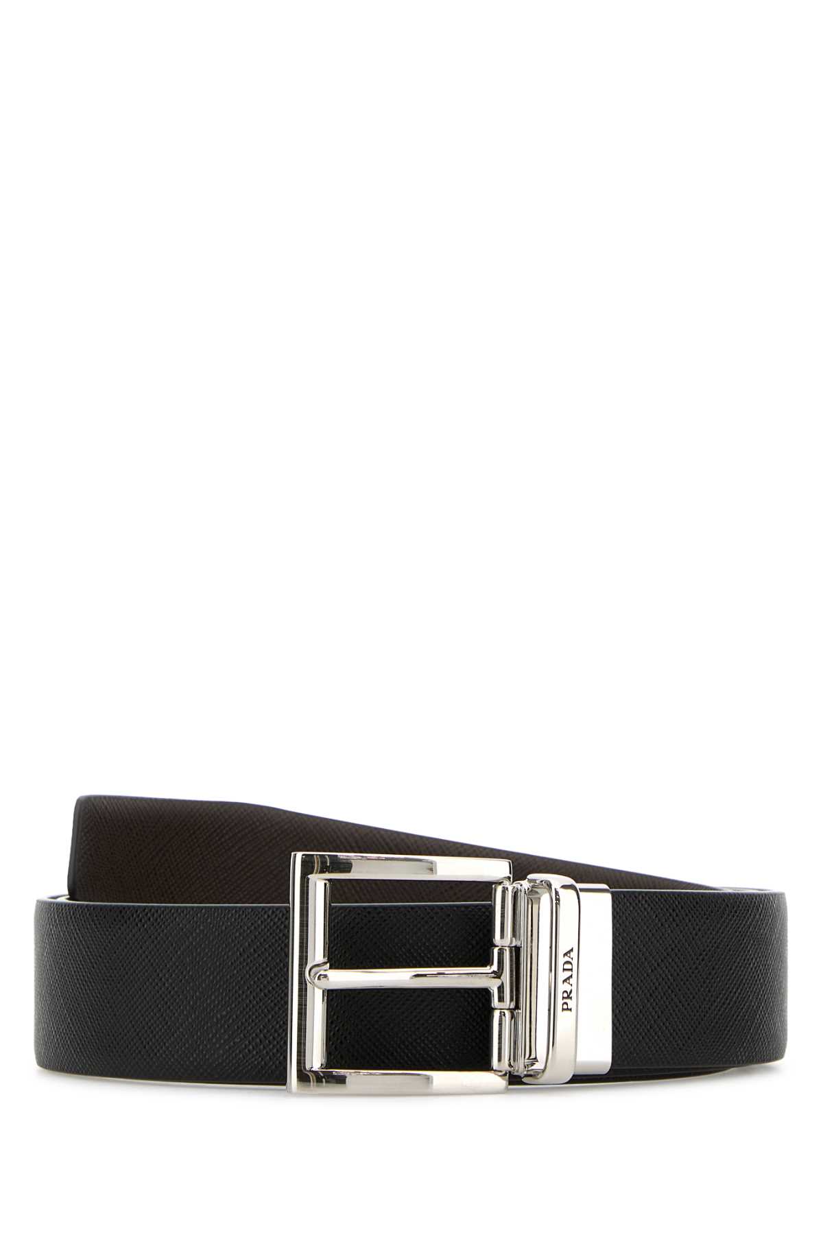 Prada Black Leather Reversible Belt