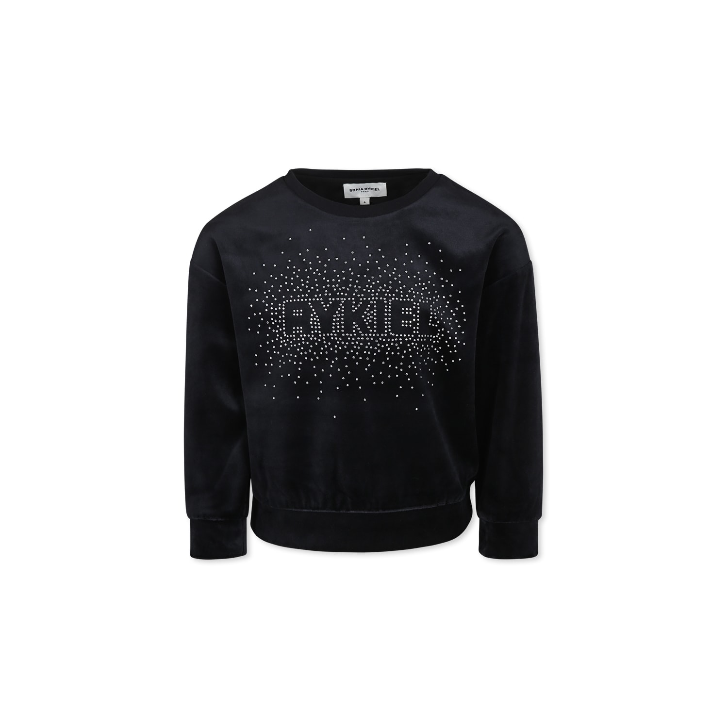 Rykiel Enfant Black Sweatshirt For Girl With Logo