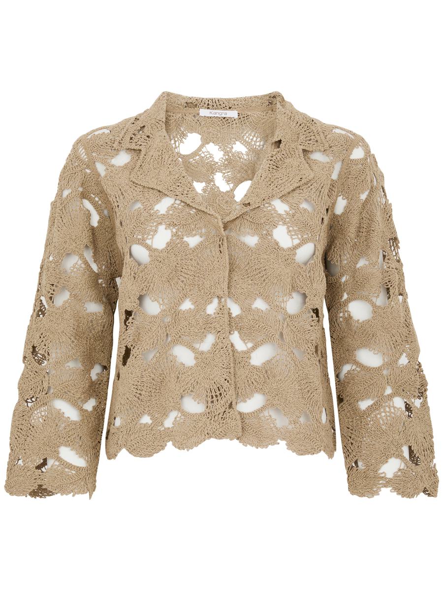 Kangra Cashmere Beige Cotton Blend Cardigan