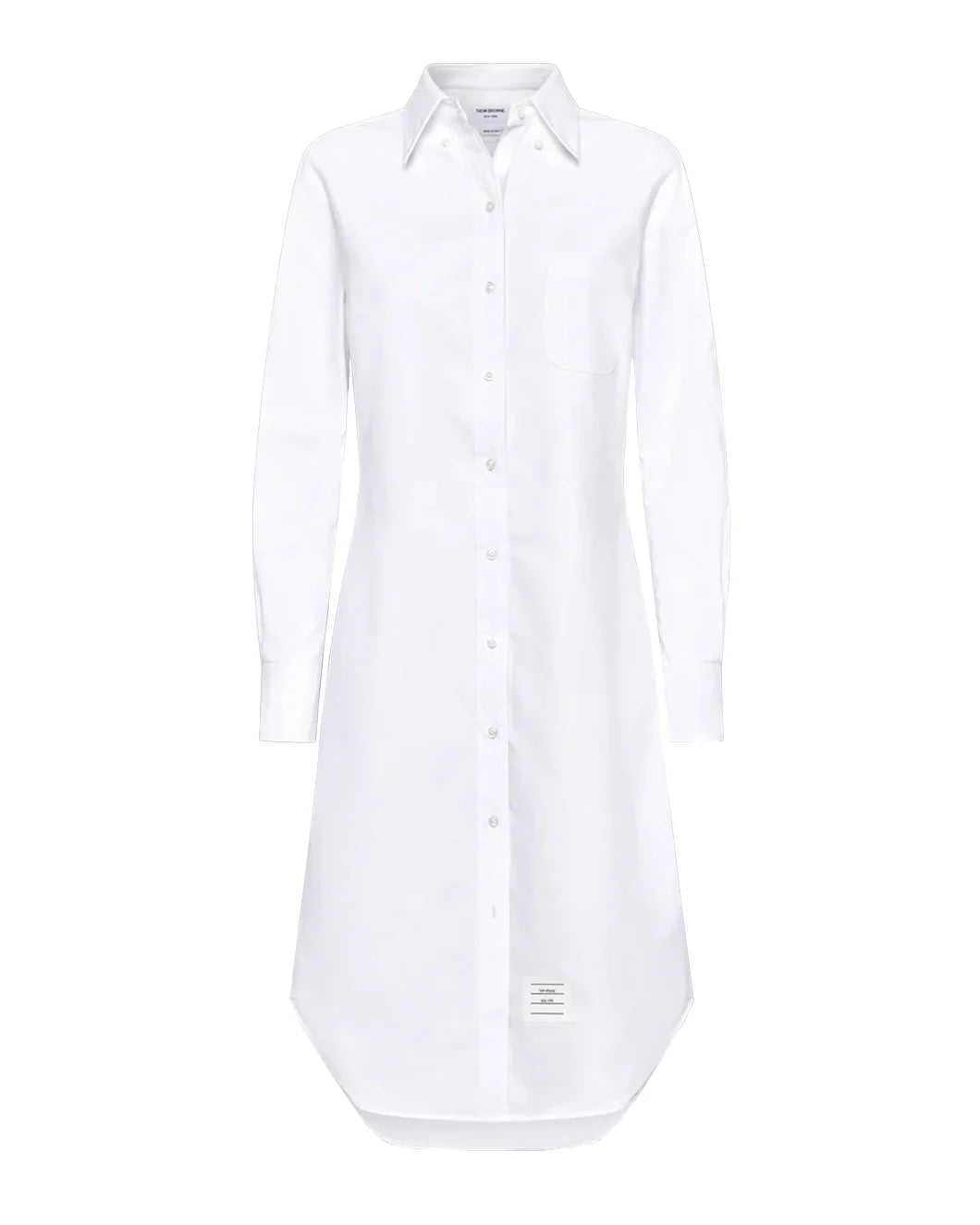 Classic Long Sleeve Button Down Point Collar Shirt Dress In Oxford With GG Loop