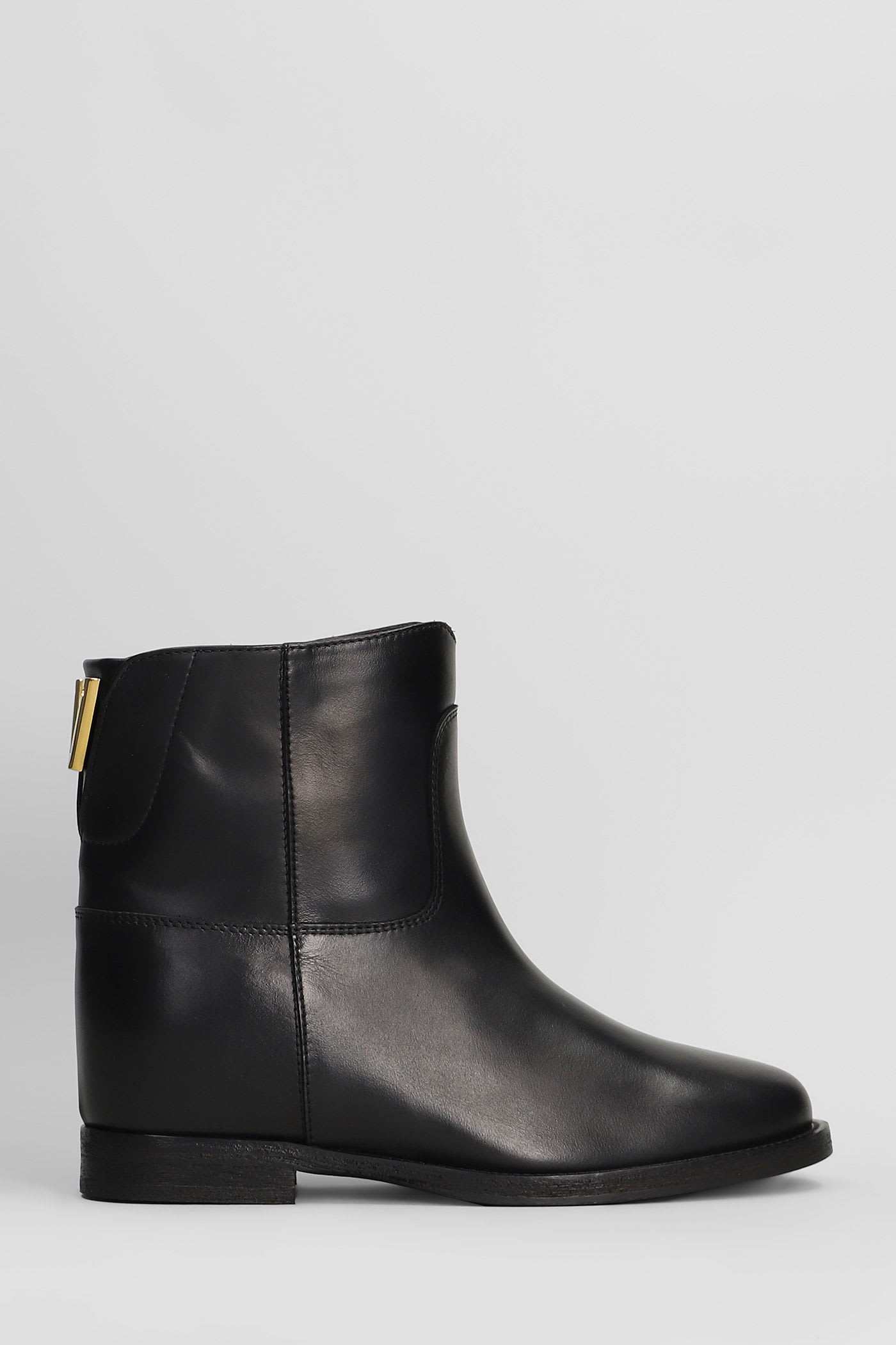 Via Roma 15 Ankle Boots Inside Wedge In Black Leather