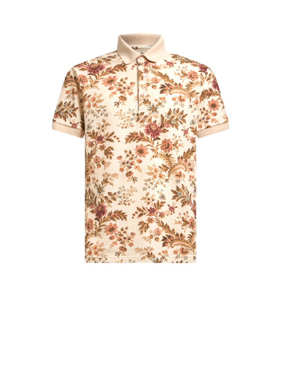 Etro, Polo En Coton À Imprimé Floral, Homme, Beige, Taille XS