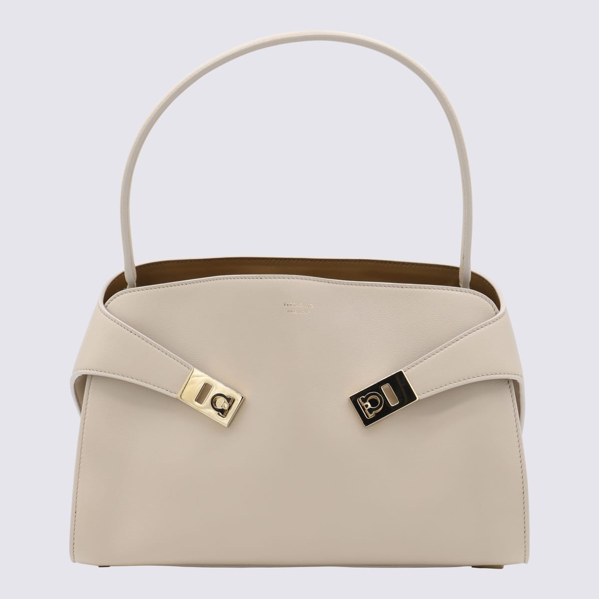 Ferragamo Light Grey Leather Hug Soft Shoulder Bag