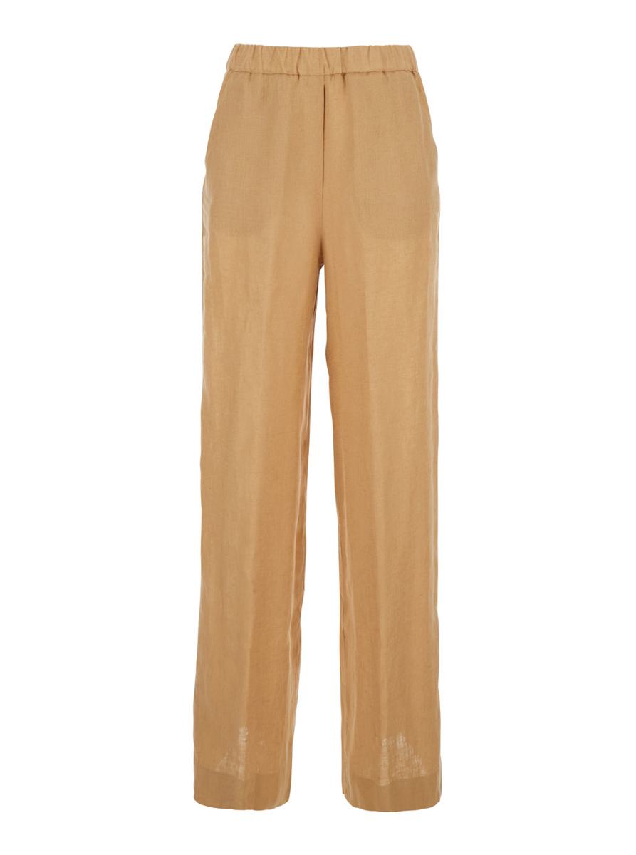 'Rocchette' Beige Linen With Elastic Waist In Linen Woman