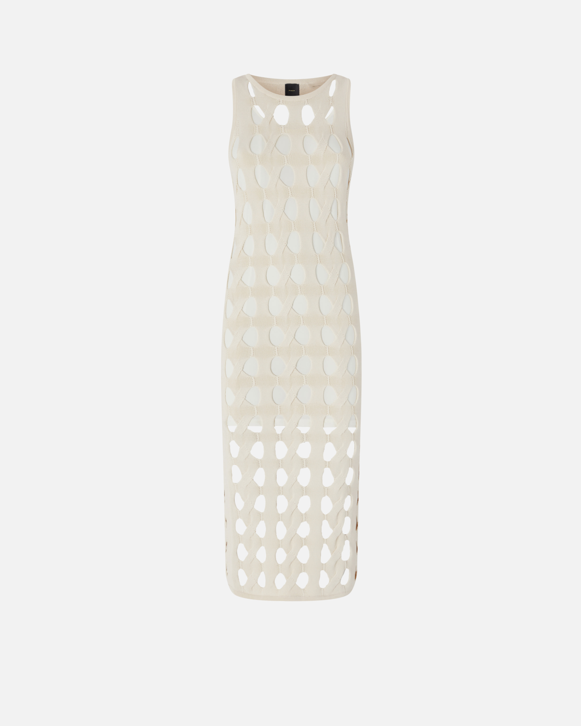 Pinko, Robe midi en maille ajourée, Blanc cygne, XS