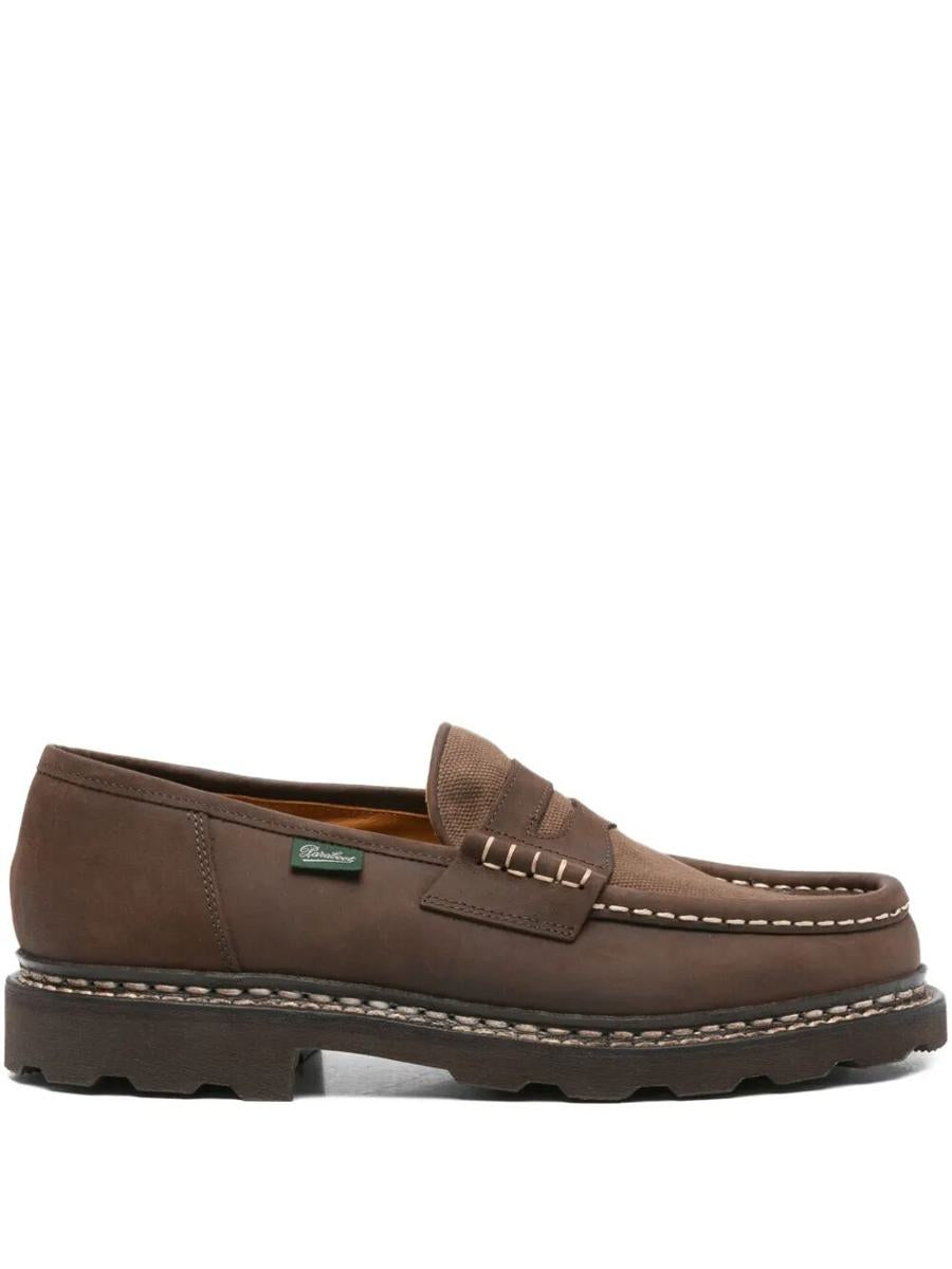 Paraboot Reims Suede Loafers With Canvas Inserts Shoes