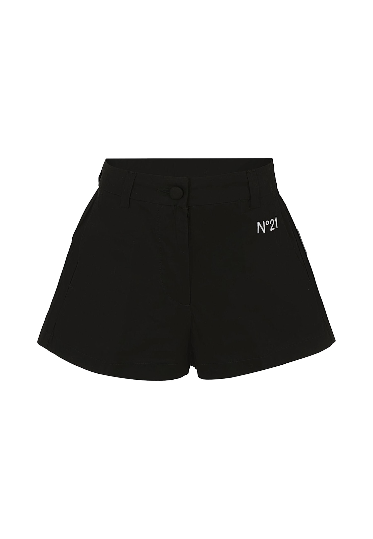 N.21 Black Shorts For Girl With Logo