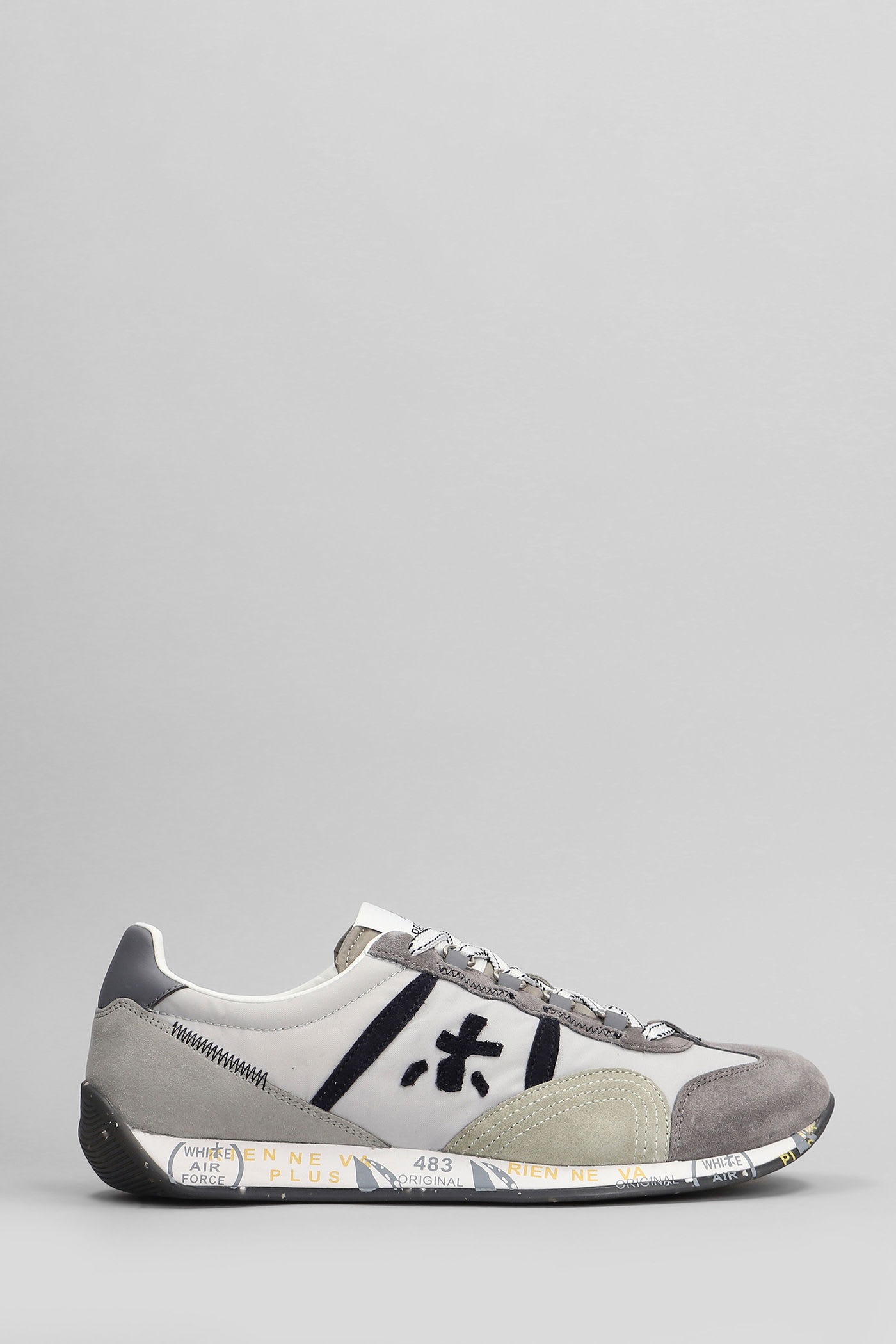 Premiata Jackyx Sneakers In Grey Suede And Fabric