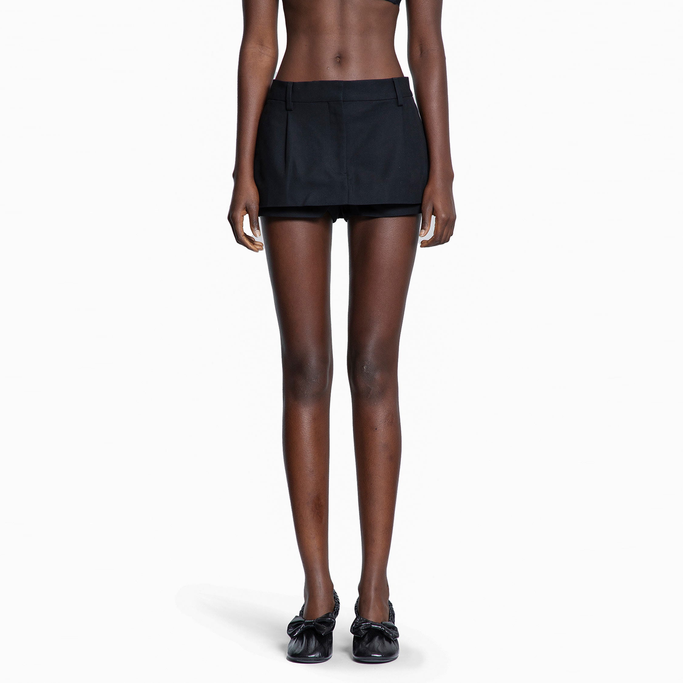 Smooth Cotton Satin Layered Mini Skirt