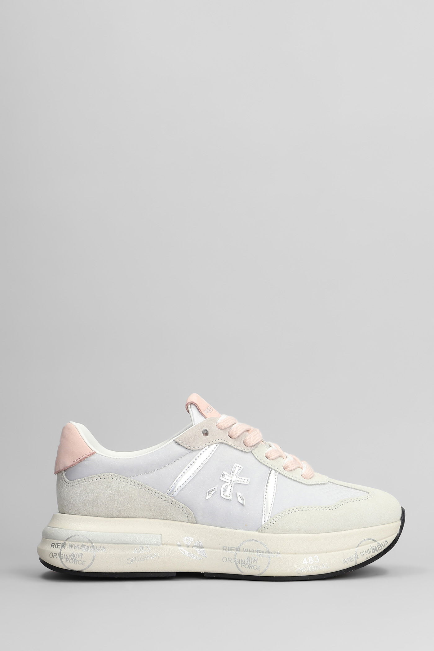 Premiata Cassie Sneakers In Grey Suede And Fabric