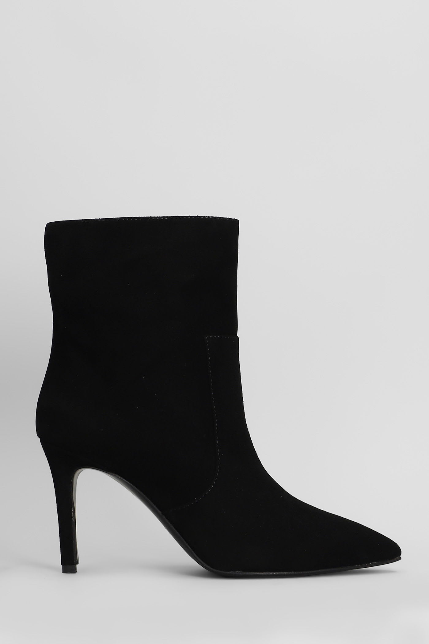 Via Roma 15 High Heels Ankle Boots In Black Suede