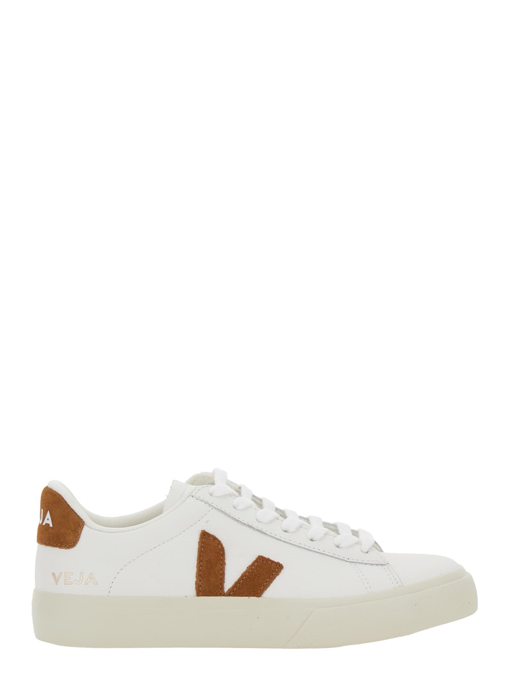 Veja campo White Low Top Sneakers With Contrasting Heel With Logo Lettering And Logo Patch On The Side In Leather Unisex