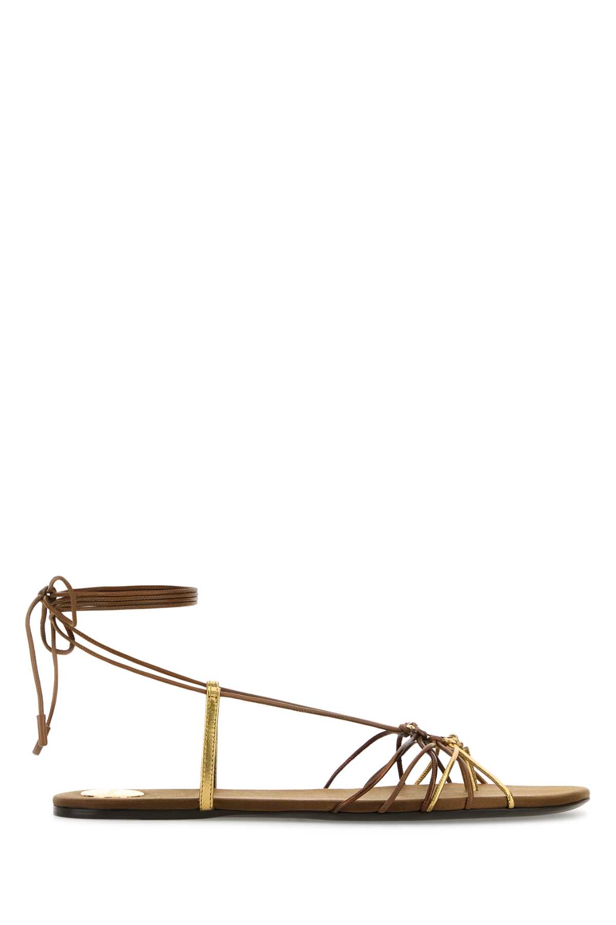 Saint Laurent Brown Leather Babylone Sandals