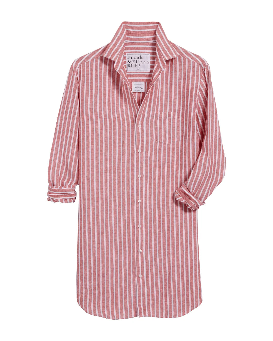 Mary Shirtdress Red and White Textured Stripe